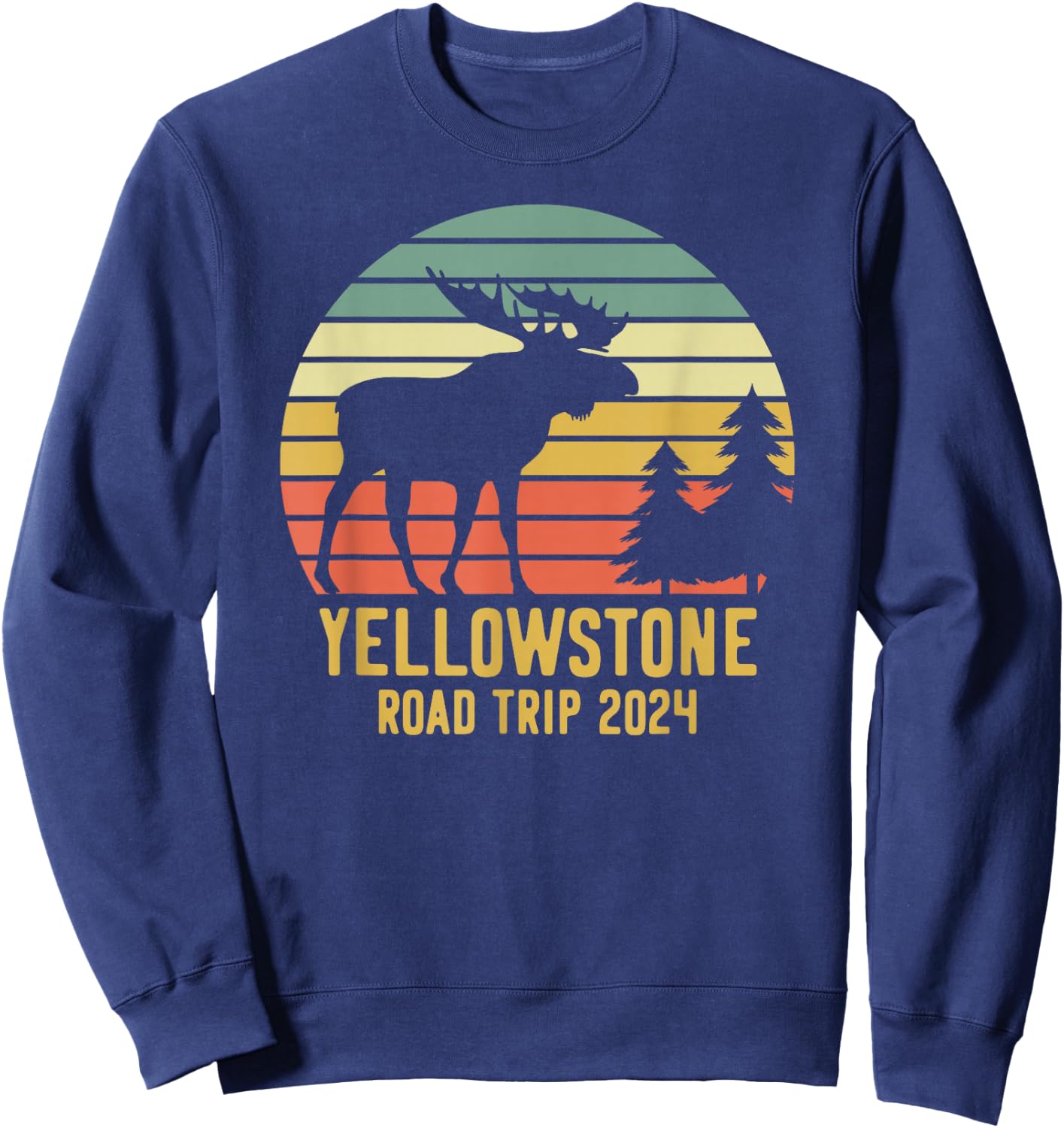 Yellowstone National Park Family Road Trip 2024 Matching Sweatshirt - Sweatshirt | Navy
