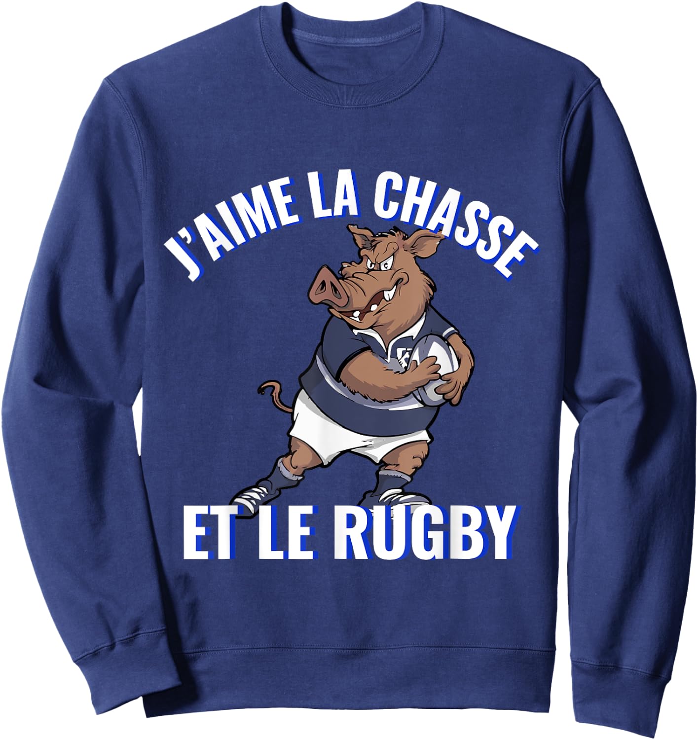 Boar Rugby Player For Hunting Lovers And Rugby , Black, S Sweatshirt - Sweatshirt | Navy