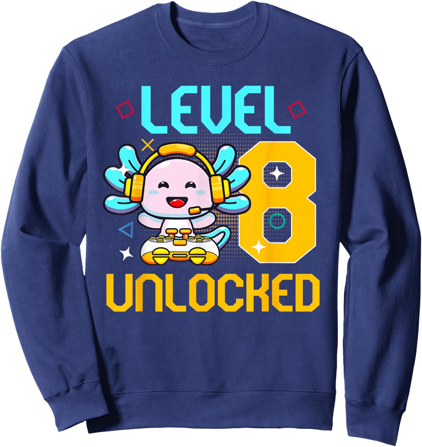 8th Axolotl Birthday Party 8 Year Old Axolotls Birthday Sweatshirt - Sweatshirt | Navy