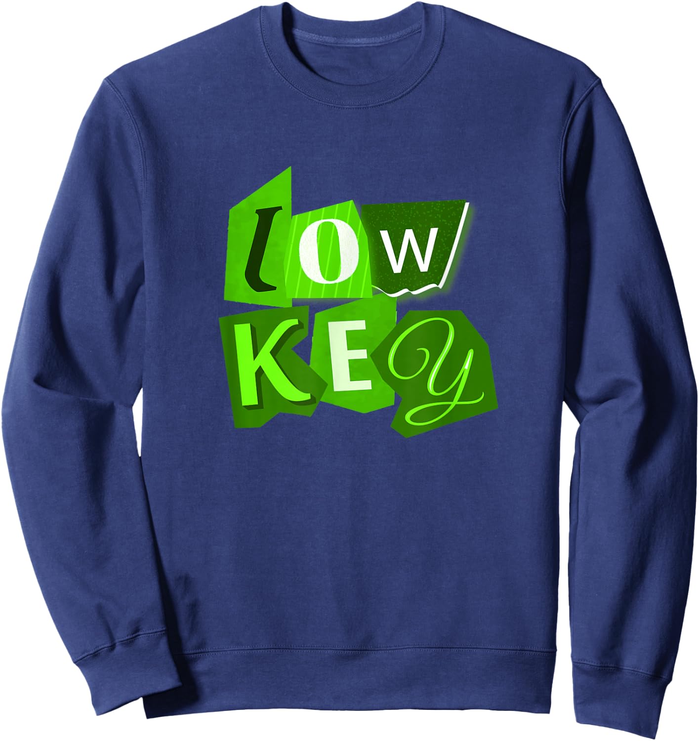 Green Color Low Key Green Graphic Sweatshirt - Sweatshirt | Navy