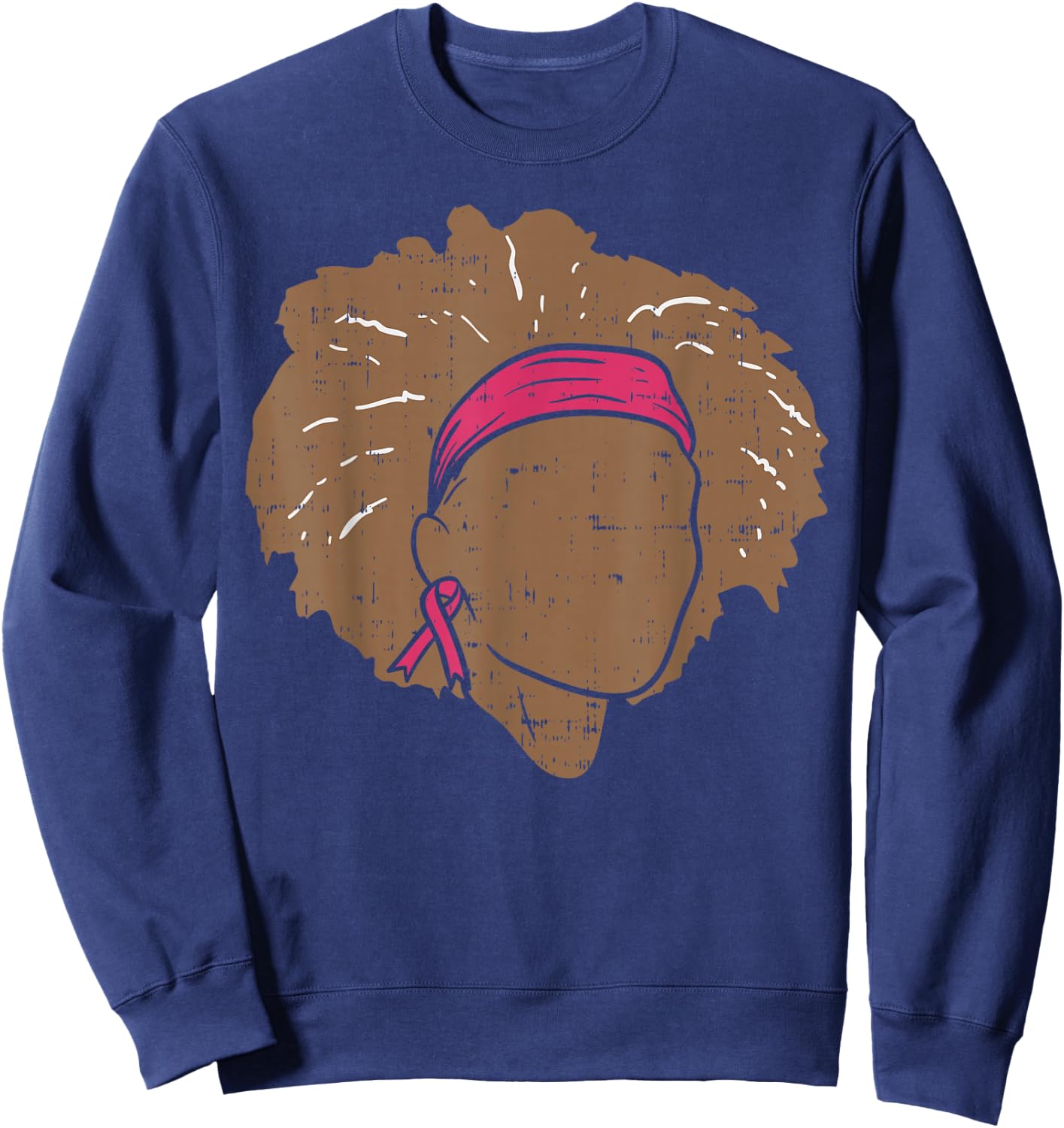 Breast Cancer Awareness Shirt Black Women Brown Pink Ribbon Sweatshirt - Sweatshirt | Navy