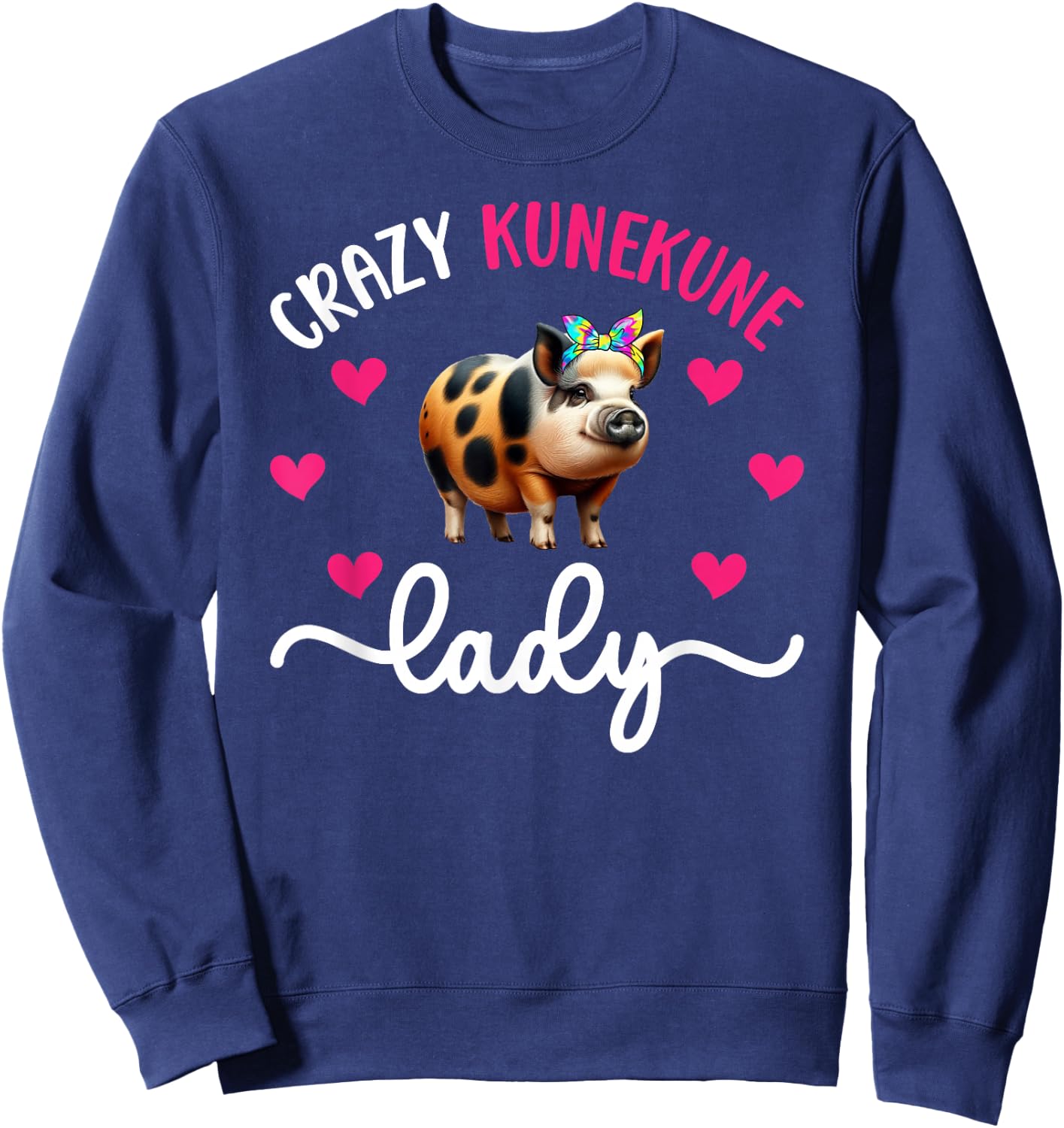 Crazy Kunekune Lady Kunekune Pig Mom Kunekune Pig Lover , Small Sweatshirt - Sweatshirt | Navy