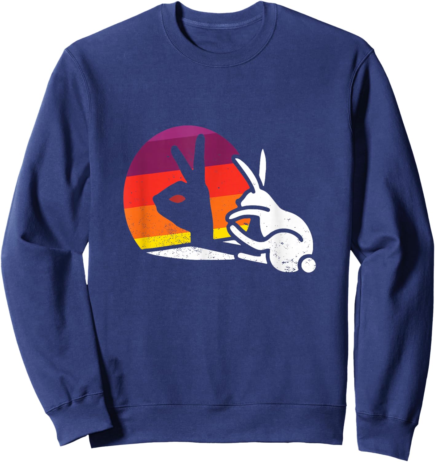 Rabbit Hand Bunny Shadow Puppet Vintage Retro Bunny Figure Sweatshirt - Sweatshirt | Navy