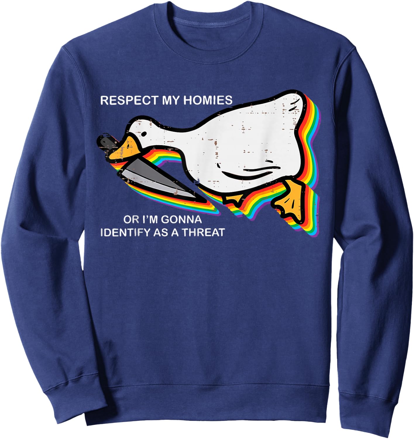 Cute Respect My Homies Silly Goose Ally Pride Month Gay LGBT Sweatshirt - Sweatshirt | Navy