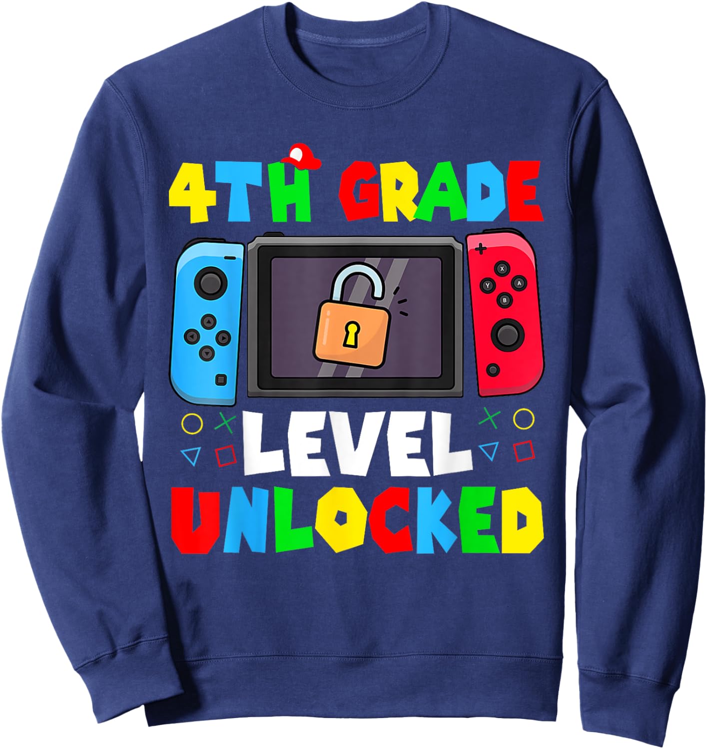 4th Grade Level Unlocked Back to School First Day Gamer Boys Sweatshirt - Sweatshirt | Navy