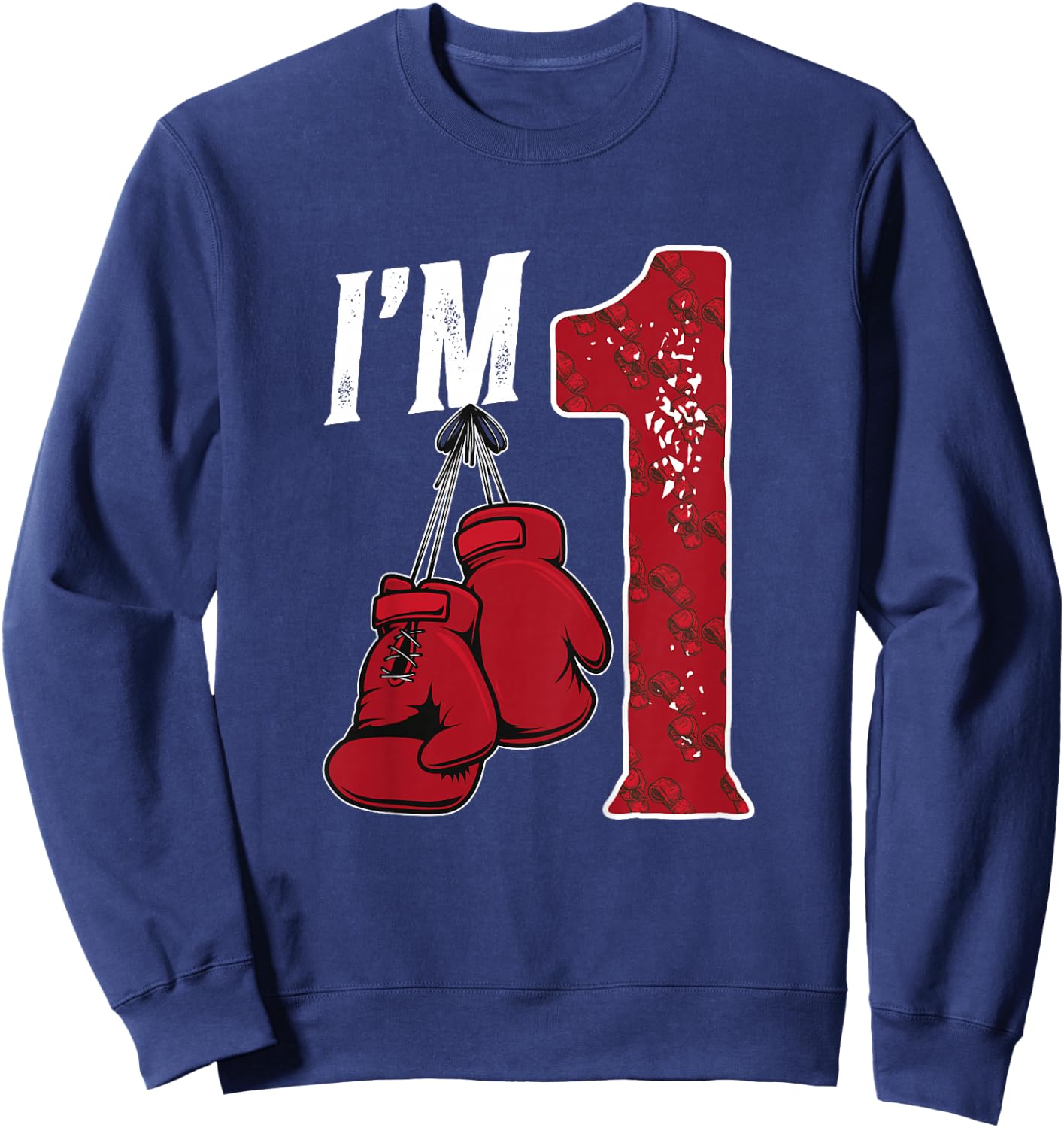 Kids 1st Birthday Boxing Boy One Year Old Boxer Sweatshirt - Sweatshirt | Navy