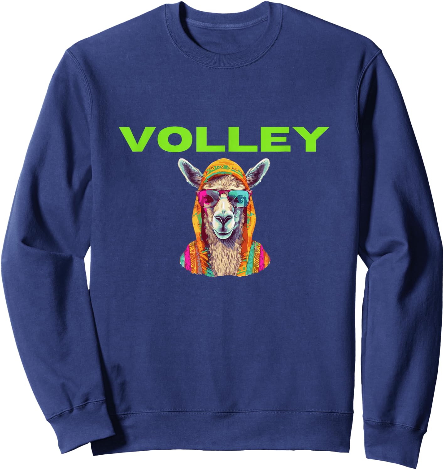 Volley Llama Funny Pickleball Shirt Sweatshirt - Sweatshirt | Navy