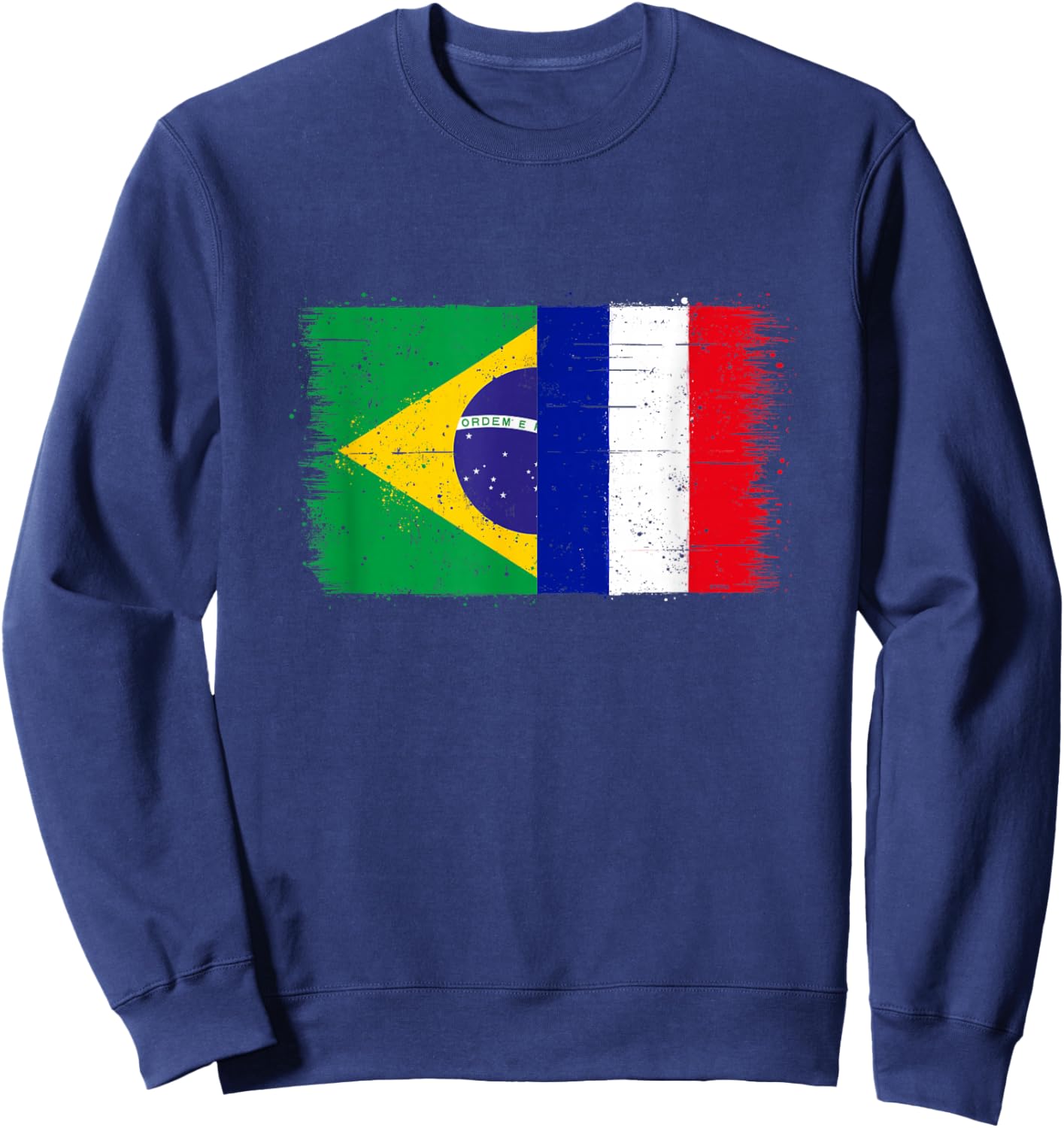 Brésil France Drapeau Fierté du Fier Fan Français Brésilien Sweatshirt - Sweatshirt | Navy