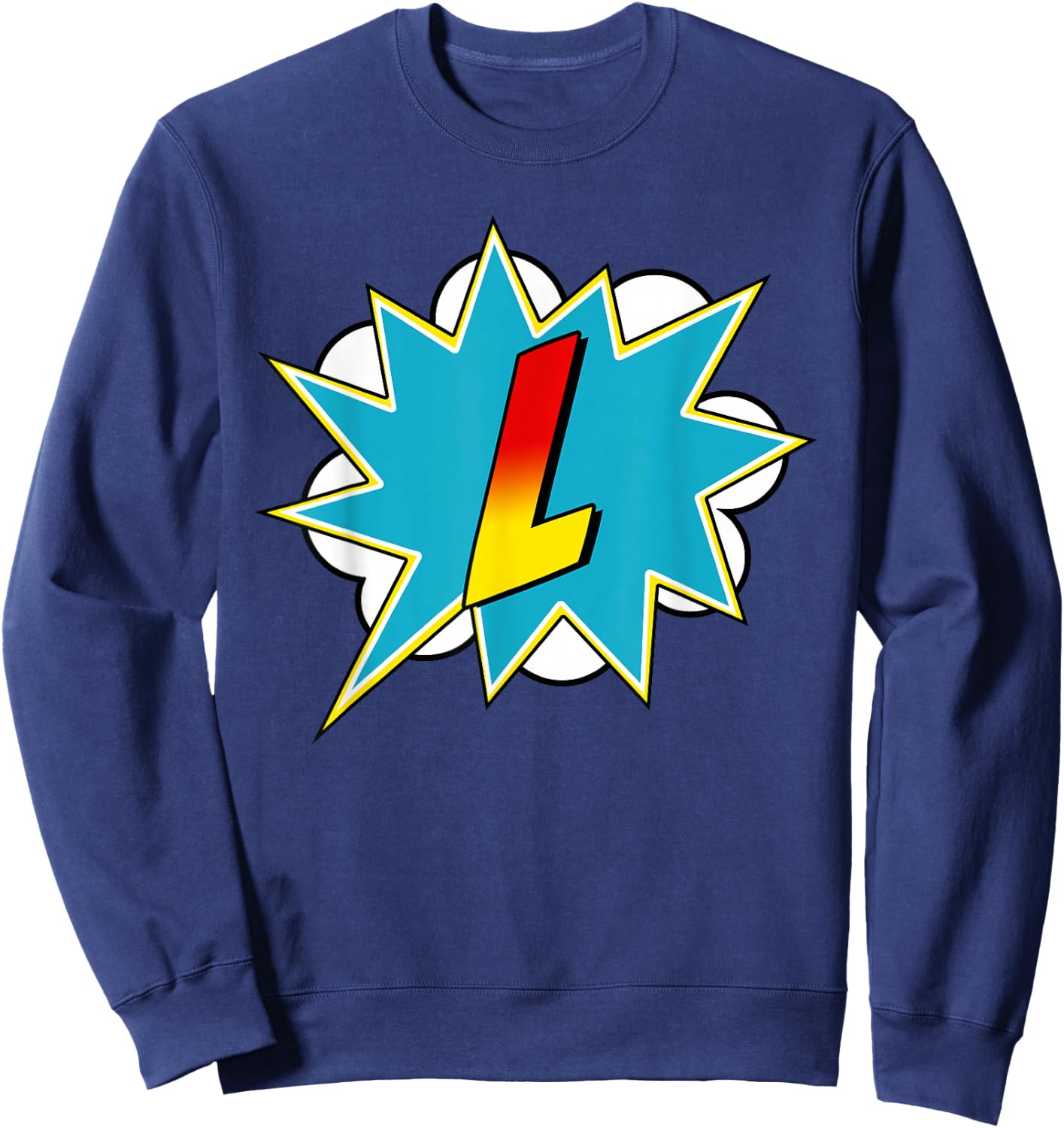Letter L Superhero Name Comic Letter Retro Costume Sweatshirt - Sweatshirt | Navy