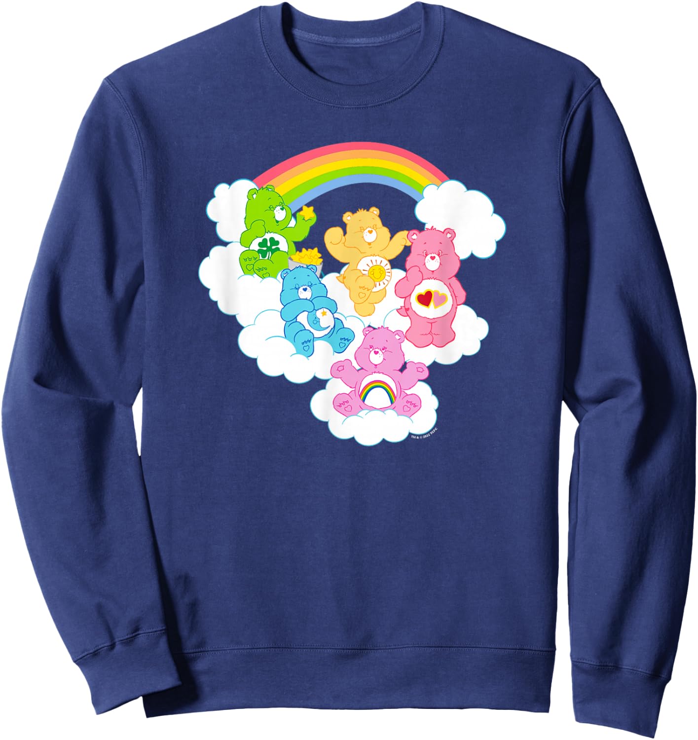 Care Bears Cheer Funshine & Bedtime Cloudy Rainbow Group Sweatshirt - Sweatshirt | Navy