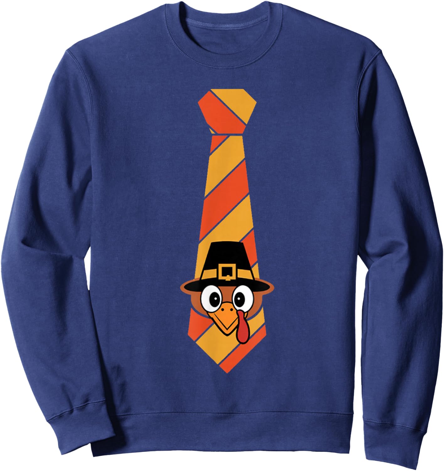 Funny Thanksgiving Tie With Turkey For Family Dinner Sweatshirt - Sweatshirt | Navy