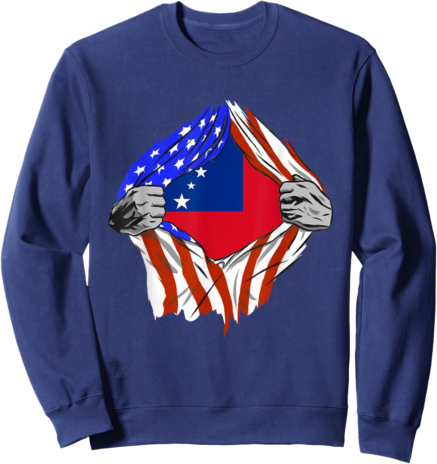 Samoan Roots Samoa USA Samoan Pride Chest Samoan Flag Sweatshirt - Sweatshirt | Navy