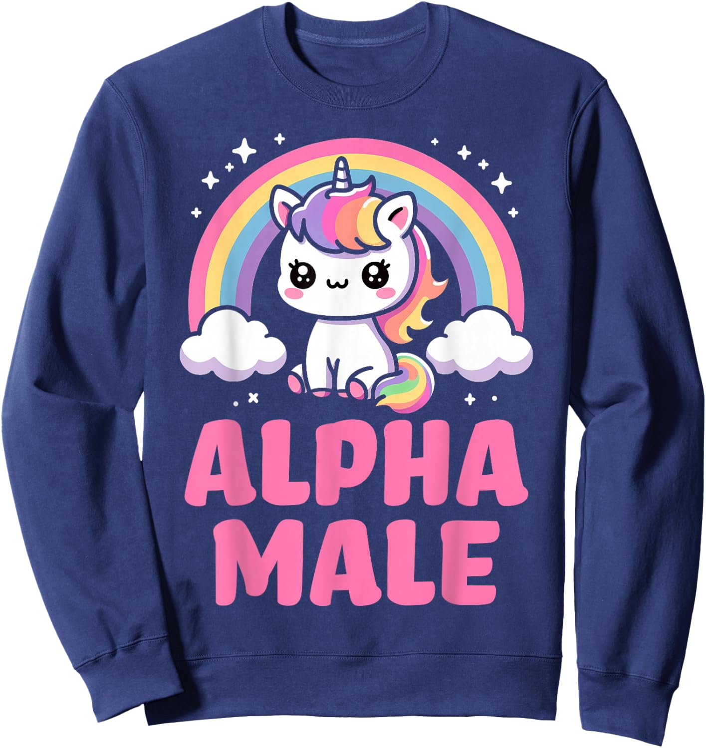 Funny Ironic Men Cute Alpha Male Unicorn , Black, S Sweatshirt - Sweatshirt | Navy