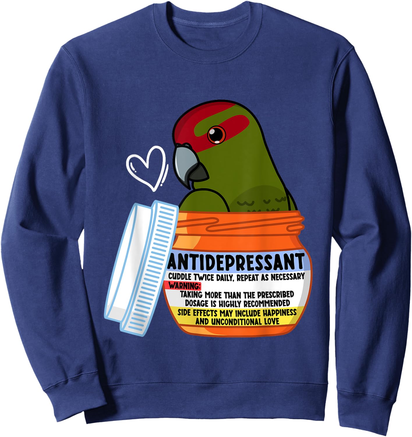Cute Antidepressant Parrot I Red-crowned Kakariki Sweatshirt - Sweatshirt | Navy