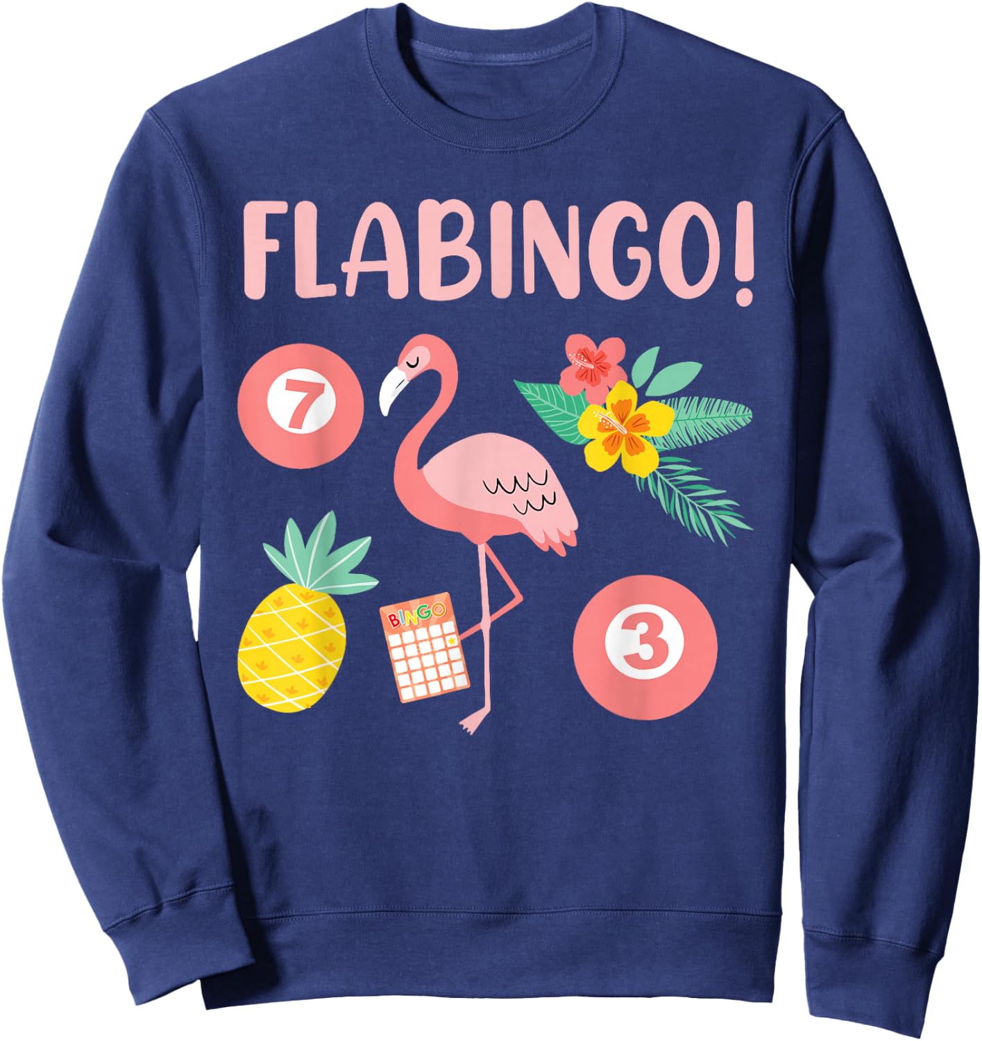 Bingo Player FLABINGO Bingo Lover Flamingo Bingo Mom Sweatshirt - Sweatshirt | Navy