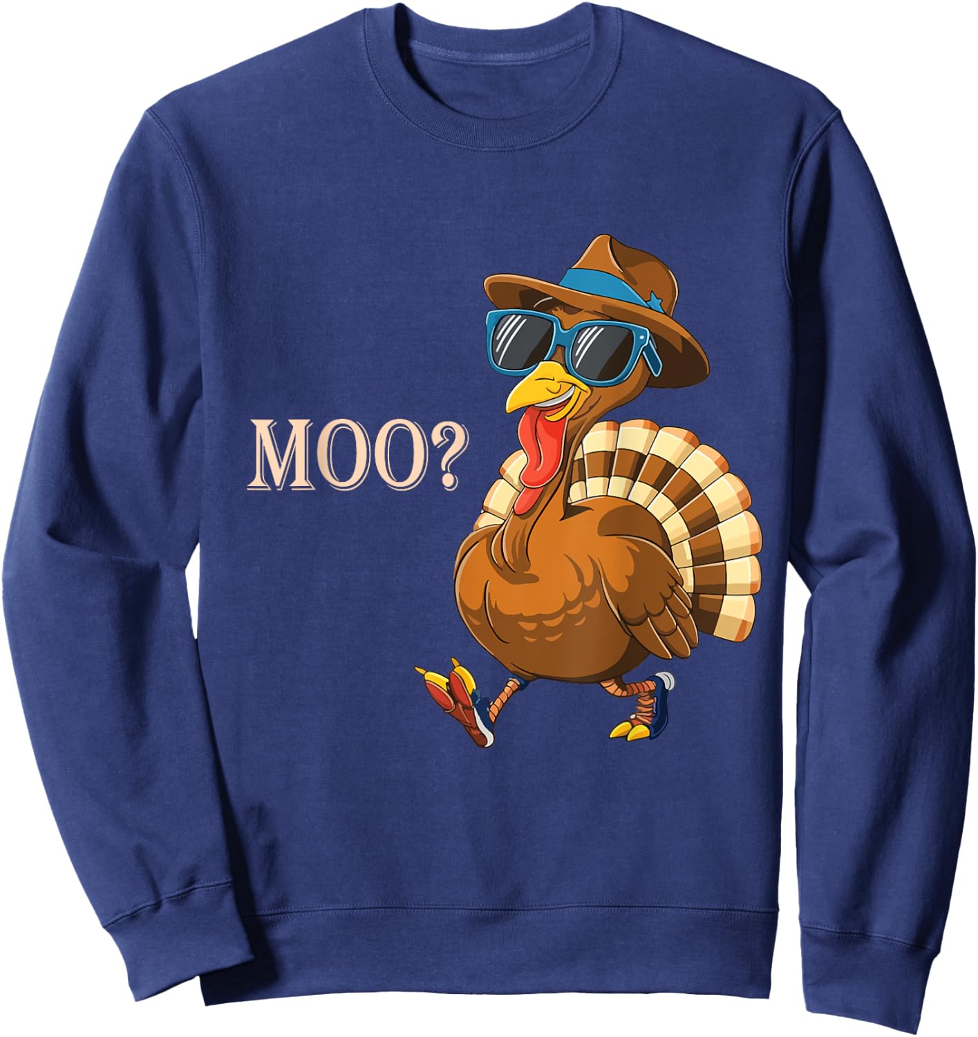 Turkey moo funny thanksgiving for Cow Lovers Fall Autumn Sweatshirt - Sweatshirt | Navy