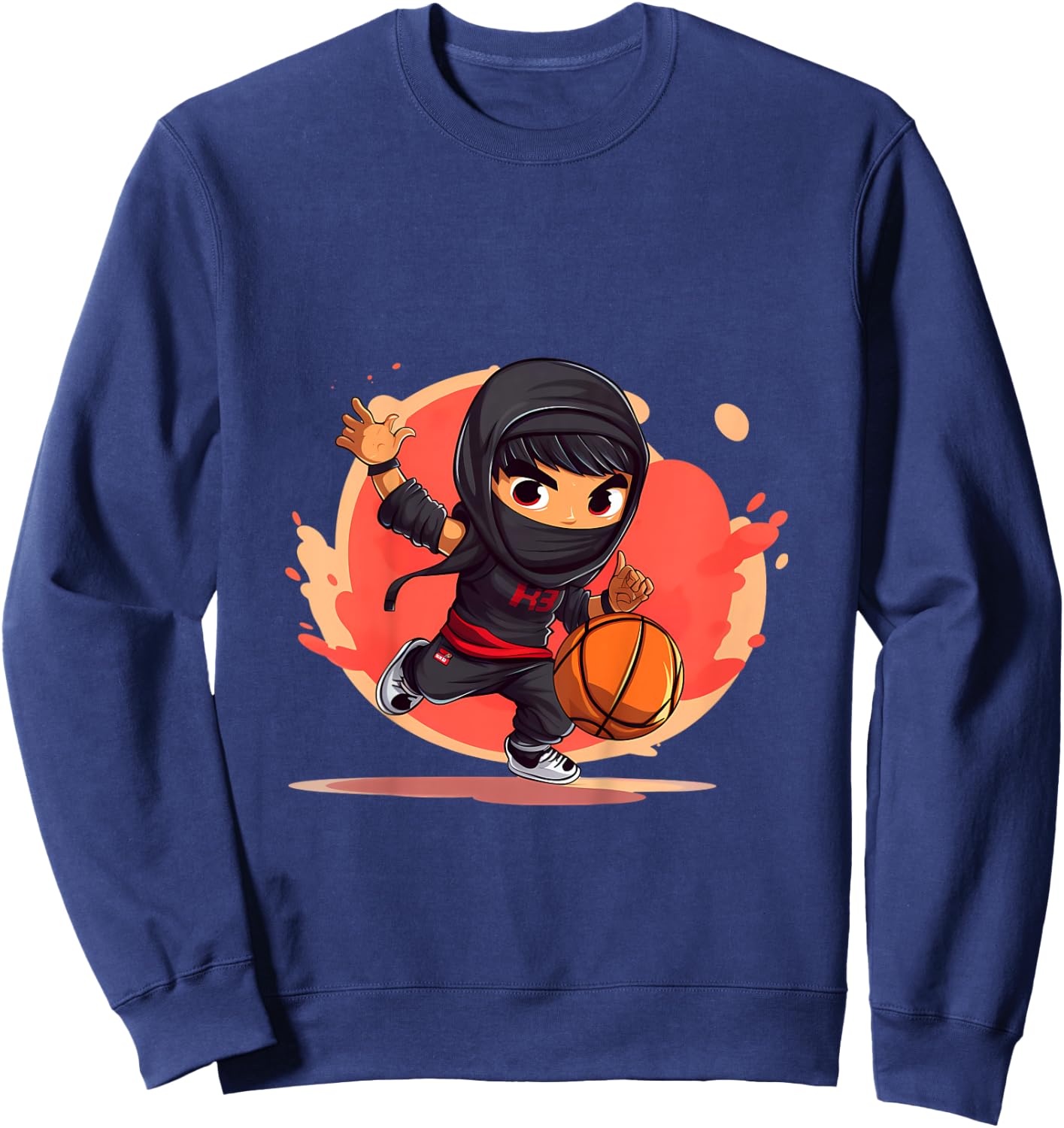 Kinder Ninja Junge Spielt Basketball Sweatshirt - Sweatshirt | Navy