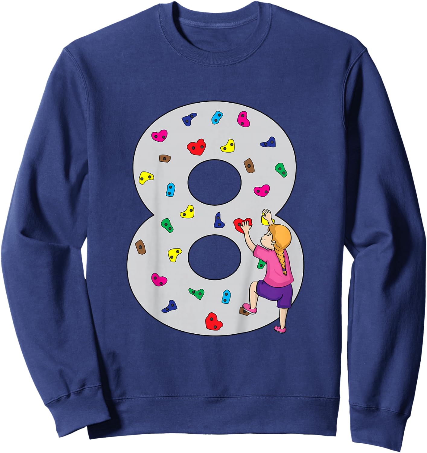 8.Geburtstag Party Klettern Bouldern Kinder Geburtstag Girl Sweatshirt - Sweatshirt | Navy
