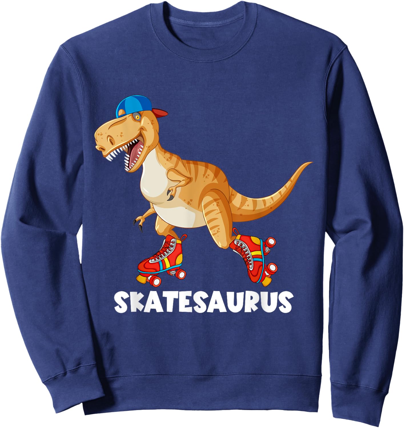 Skate Dinosaurs Roller Skating Rink Trex Roller Skater Sweatshirt - Sweatshirt | Navy