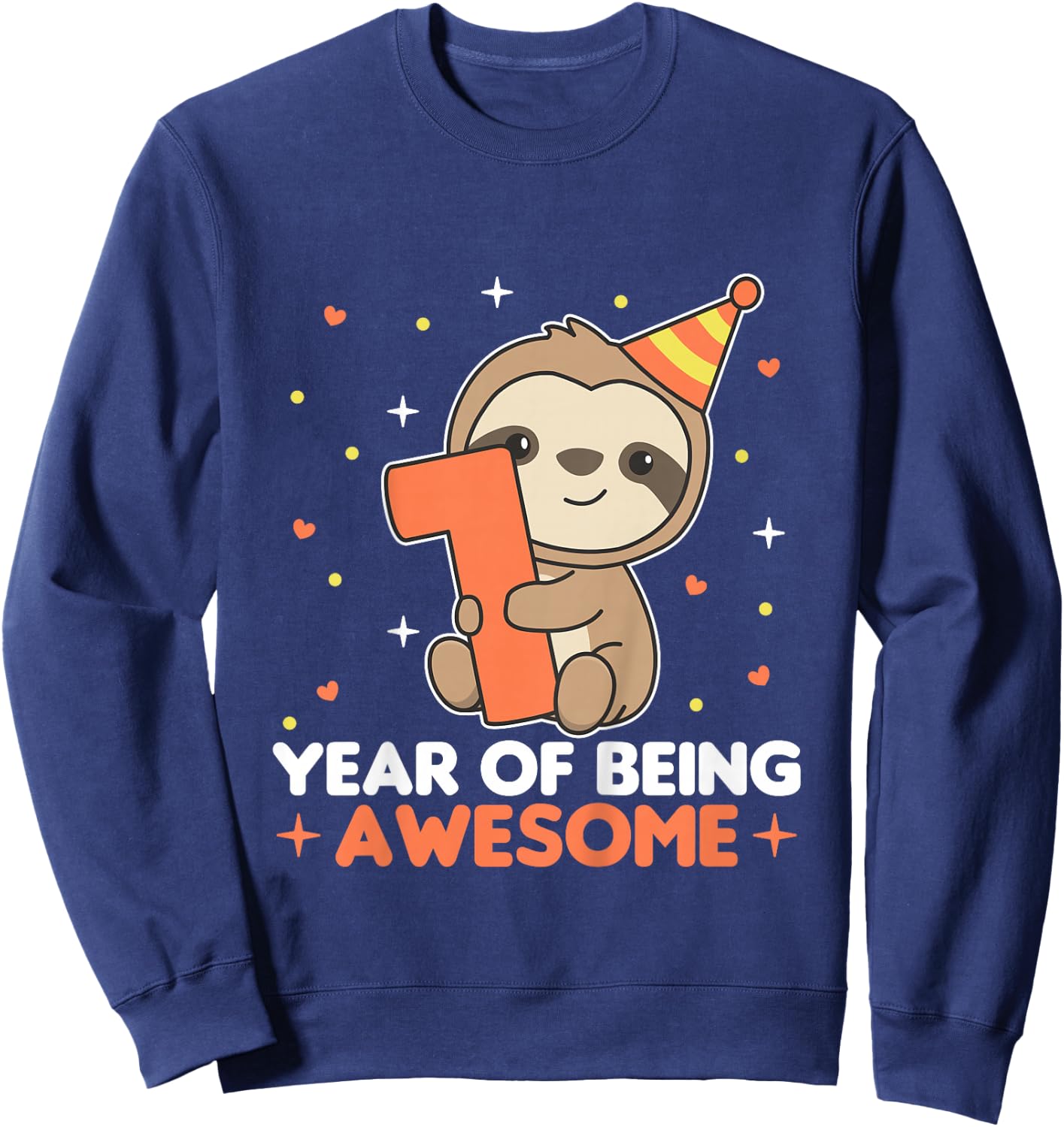 Sloth 1st Birthday For Kids One Year Old Sloth Sweatshirt - Sweatshirt | Navy