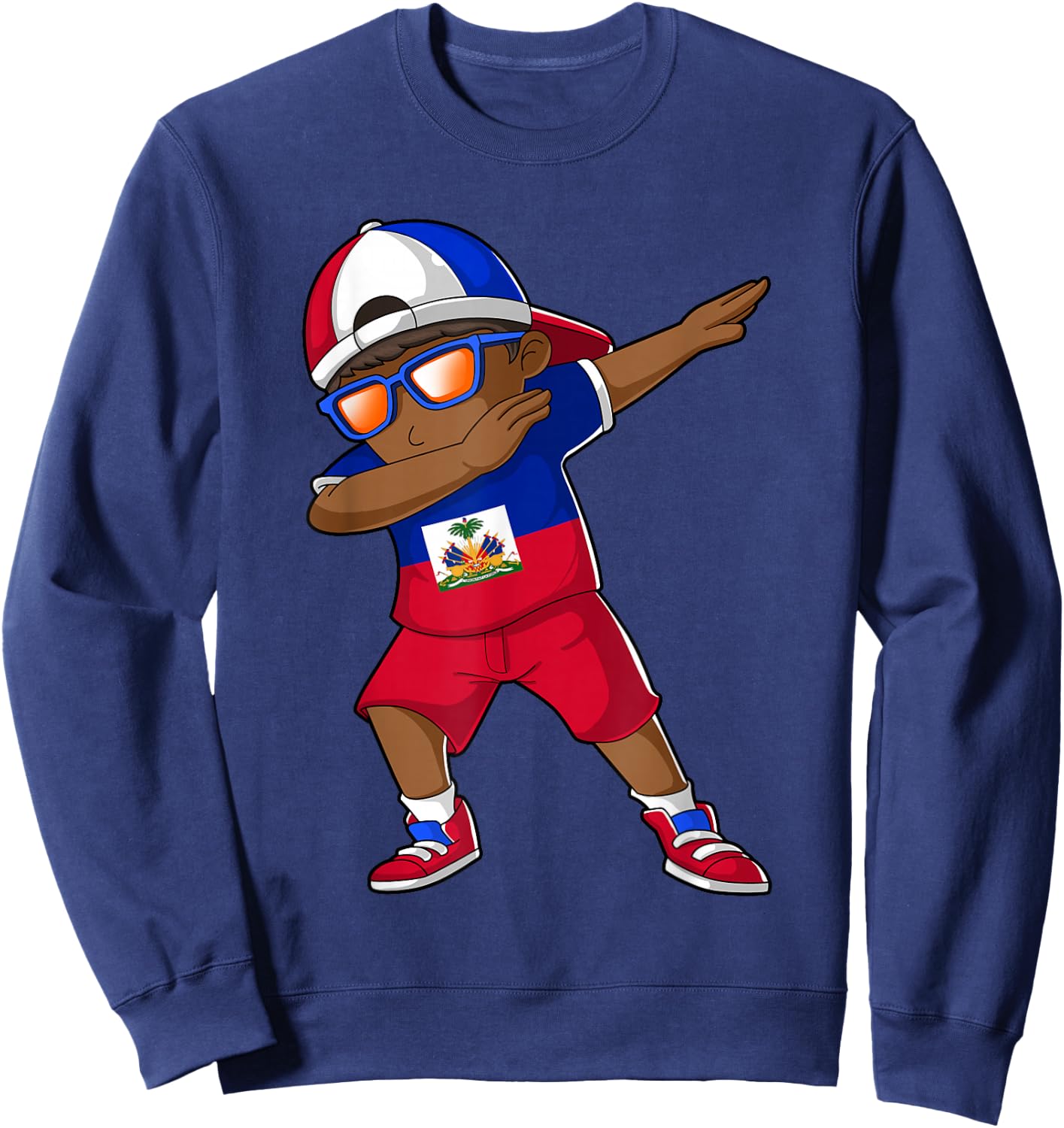 Haitian Boy Haiti Kid Patriotism Roots Heritage Small Sweatshirt - Sweatshirt | Navy