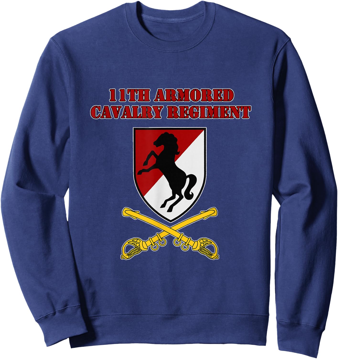 11th Armored Cav Regiment - 11th ACR vets Design on Front Sweatshirt - Sweatshirt | Navy