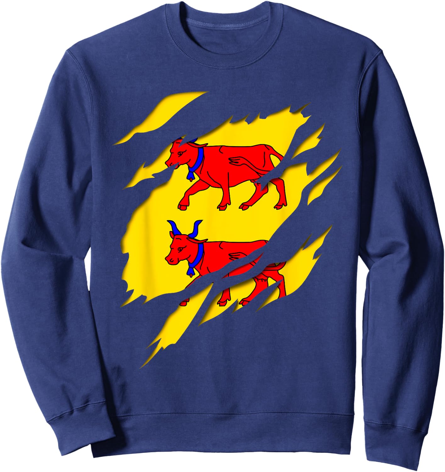 Béarn Flag Crest Ripped 3D Effect France Sweatshirt - Sweatshirt | Navy
