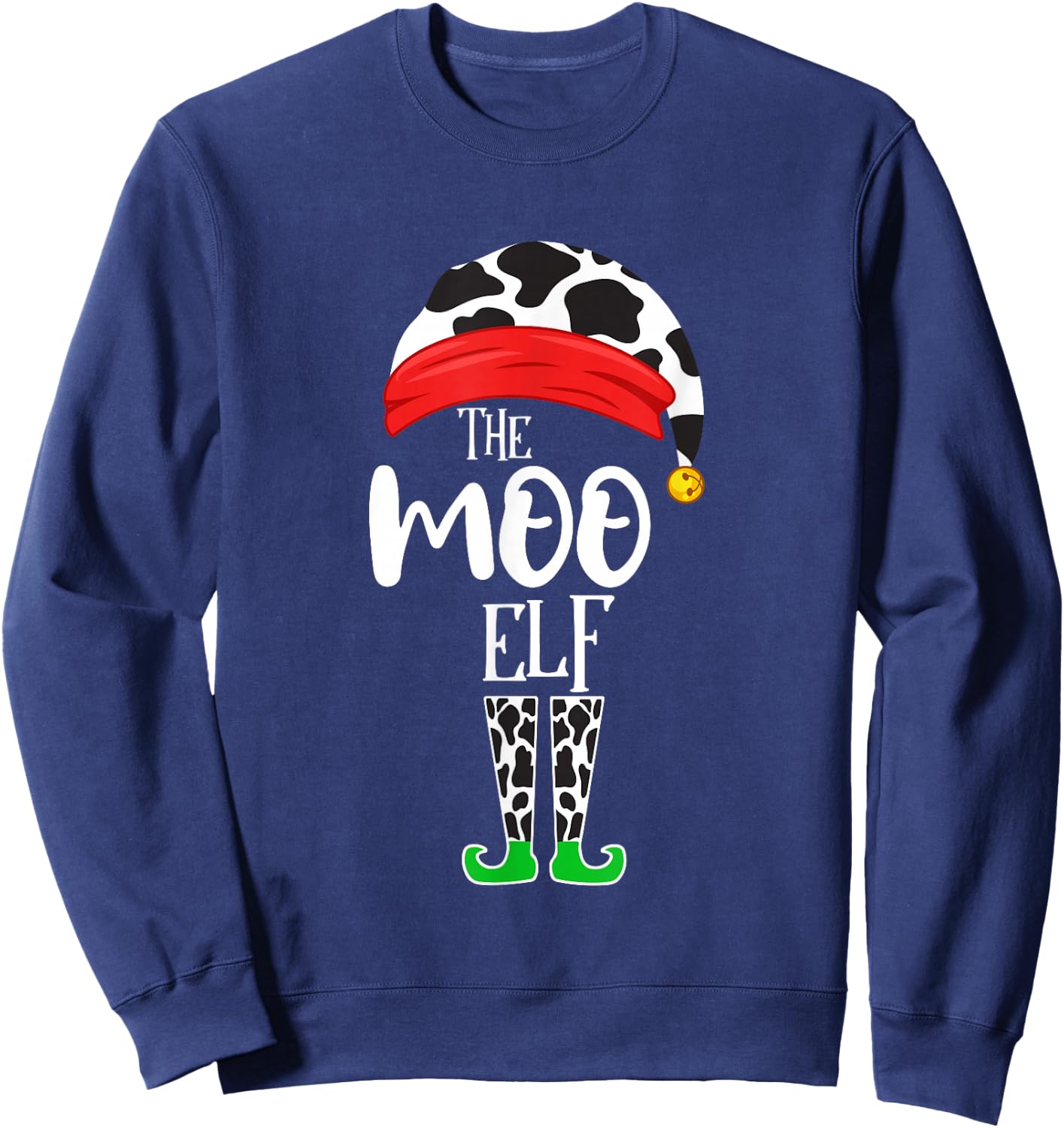 The Elf Moo Cow Funny Christmas Elf Family Matching Sweatshirt - Sweatshirt | Navy