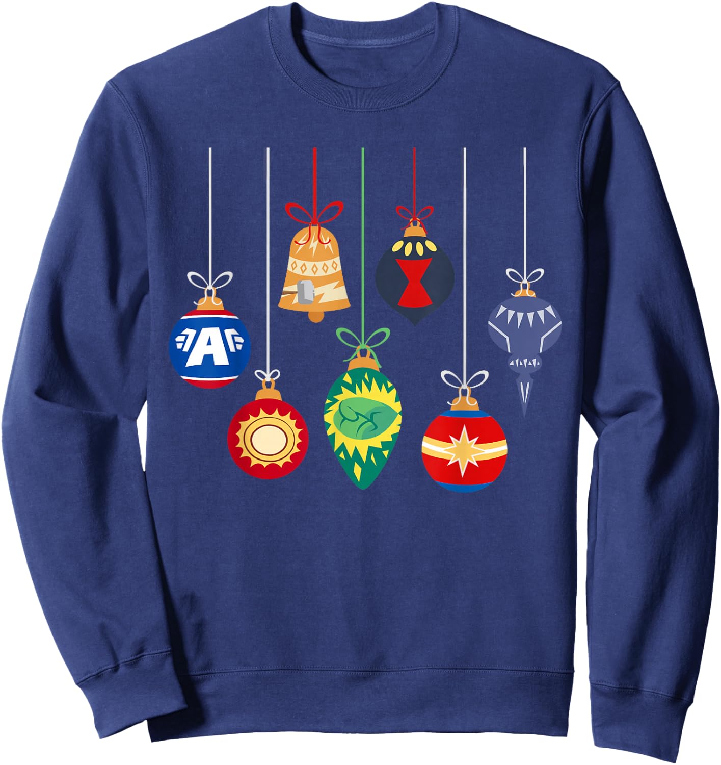 Marvel Holiday Christmas Avengers Team Festive Ornaments Sweatshirt - Sweatshirt | Navy