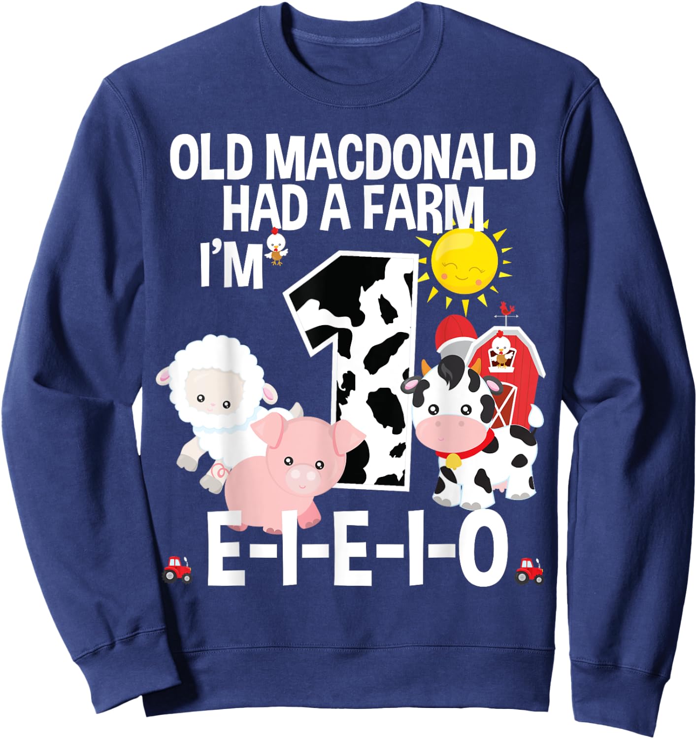 Toddler Kids Old MacDonald 1st Birthday Party Nursery Song Sweatshirt - Sweatshirt | Navy