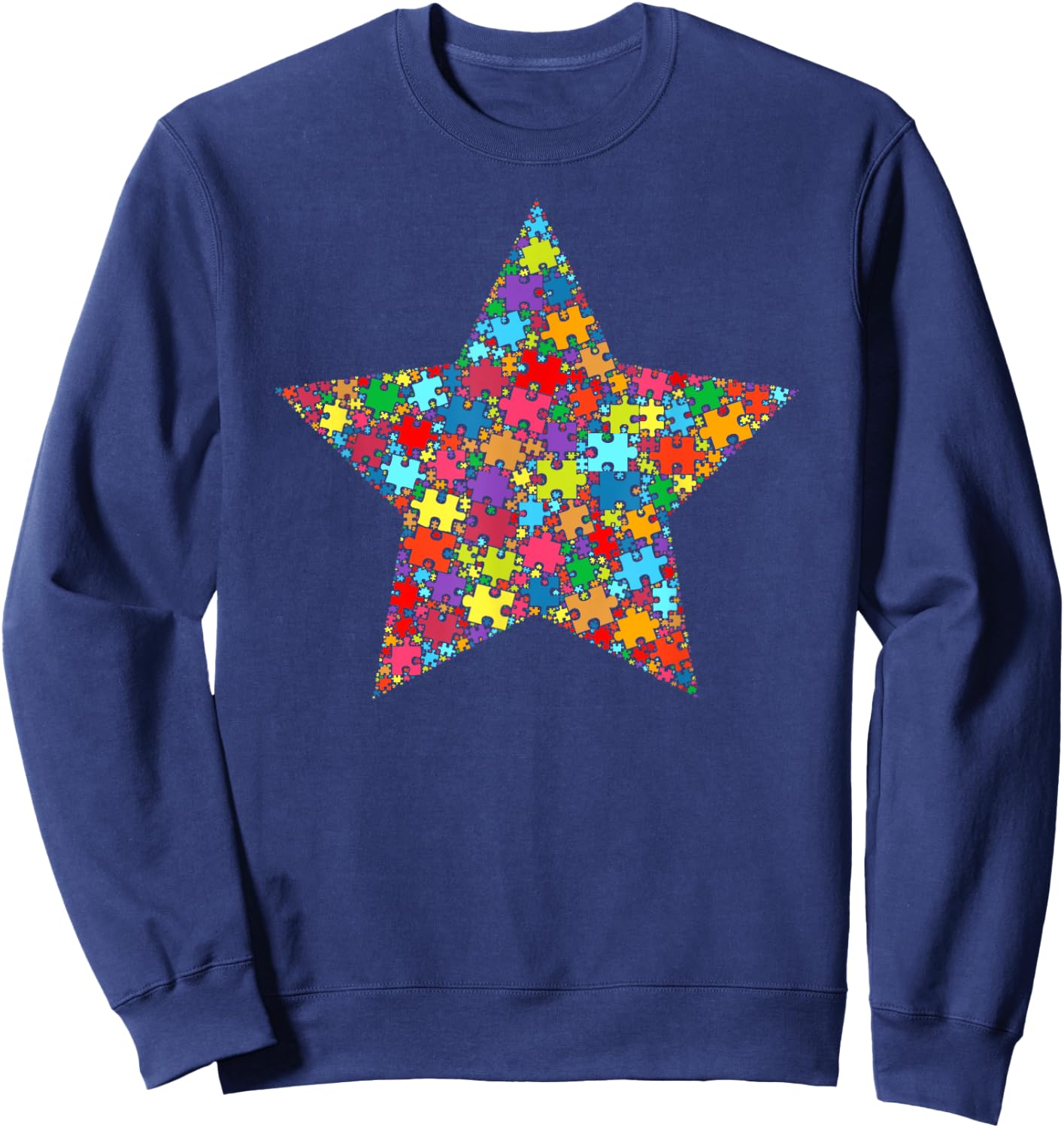 Star Shape Autism Puzzle Men Kids Autism Awareness Sweatshirt - Sweatshirt | Navy