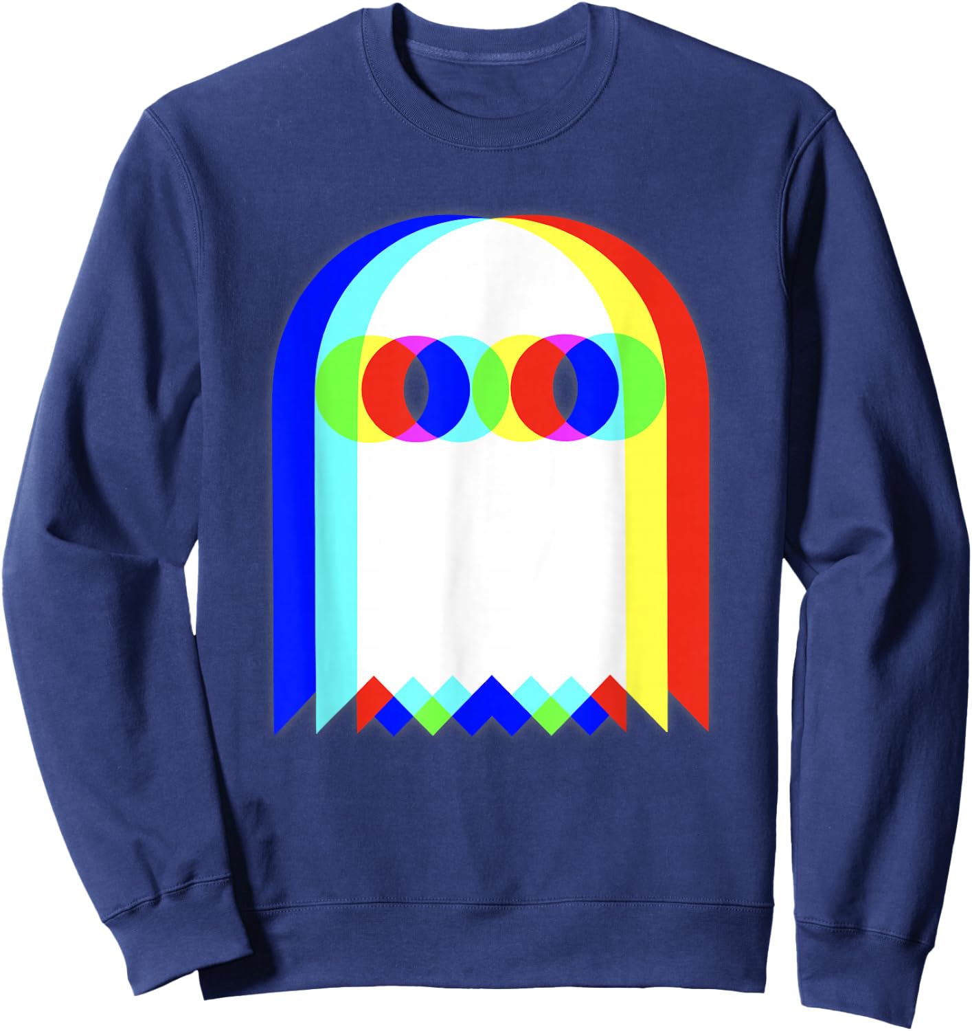 Vaporwave Ghost Retro Halloween Techno EDM Psychedelic , Black, S Sweatshirt - Sweatshirt | Navy