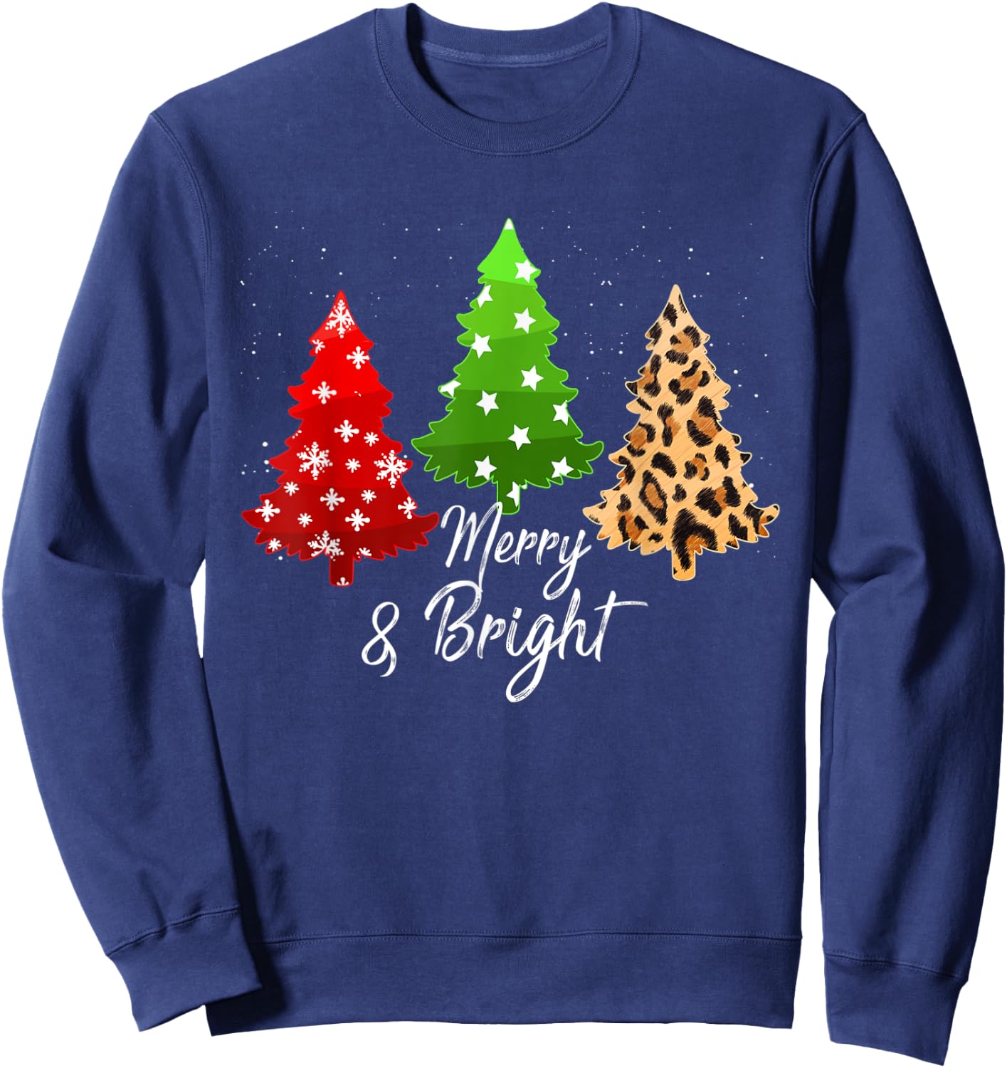 Merry and bright christmas family pajamas matching men women Sweatshirt - Sweatshirt | Navy