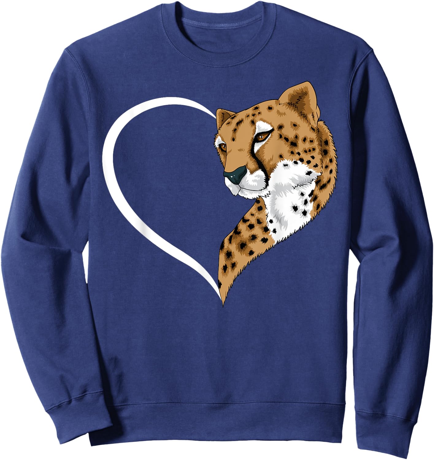 Cheetah Shirts Girls Kids Heart Cute Cheetah Sweatshirt - Sweatshirt | Navy
