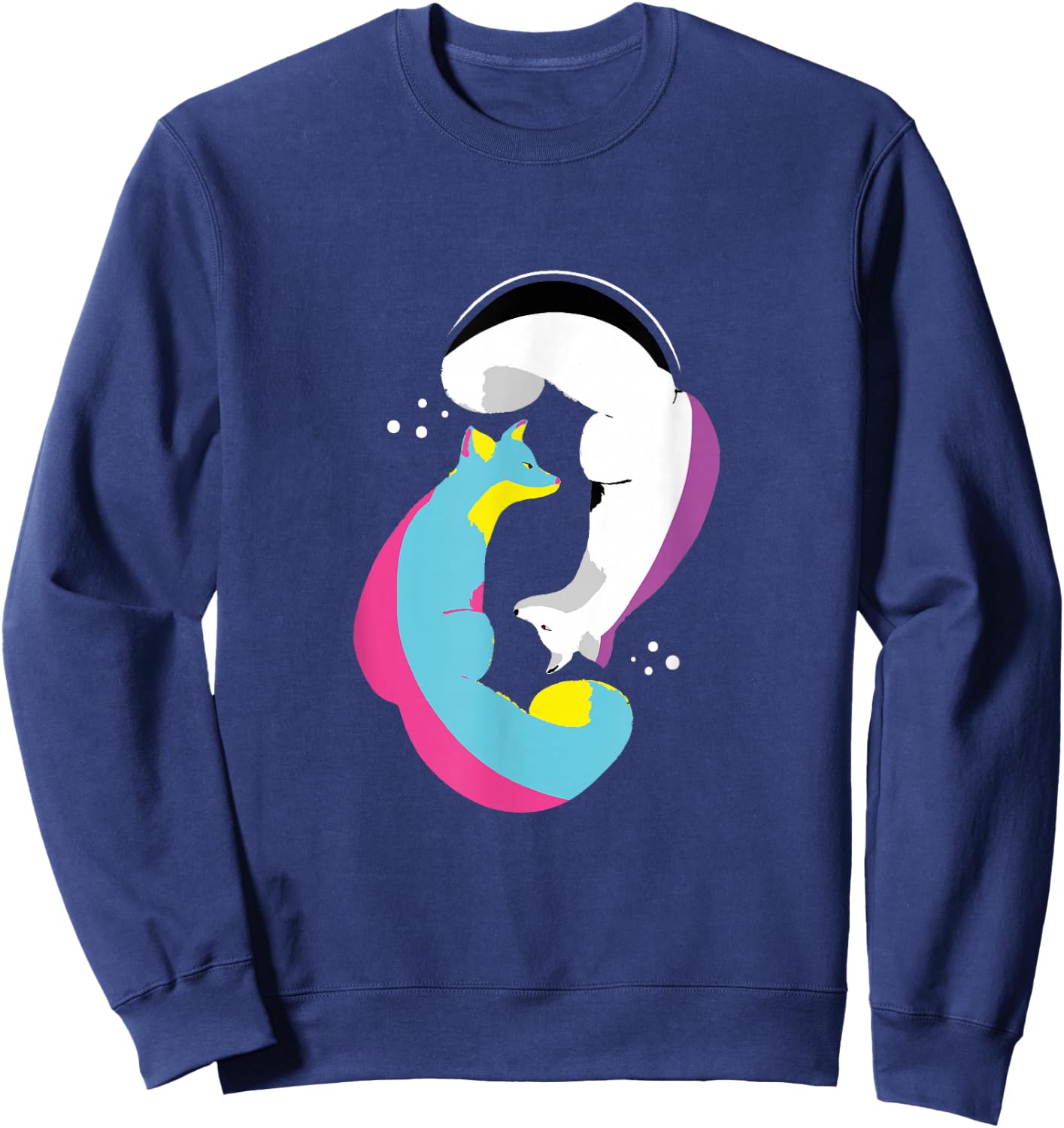 Yin Yang Foxes Panromantic Demisexuality Demipansexual Flag Sweatshirt - Sweatshirt | Navy