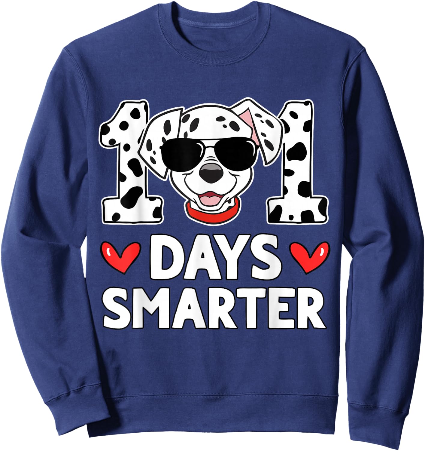 100 Days Of School Dalmatian Dog Boy Kid 100th Day Of School Sweatshirt - Sweatshirt | Navy