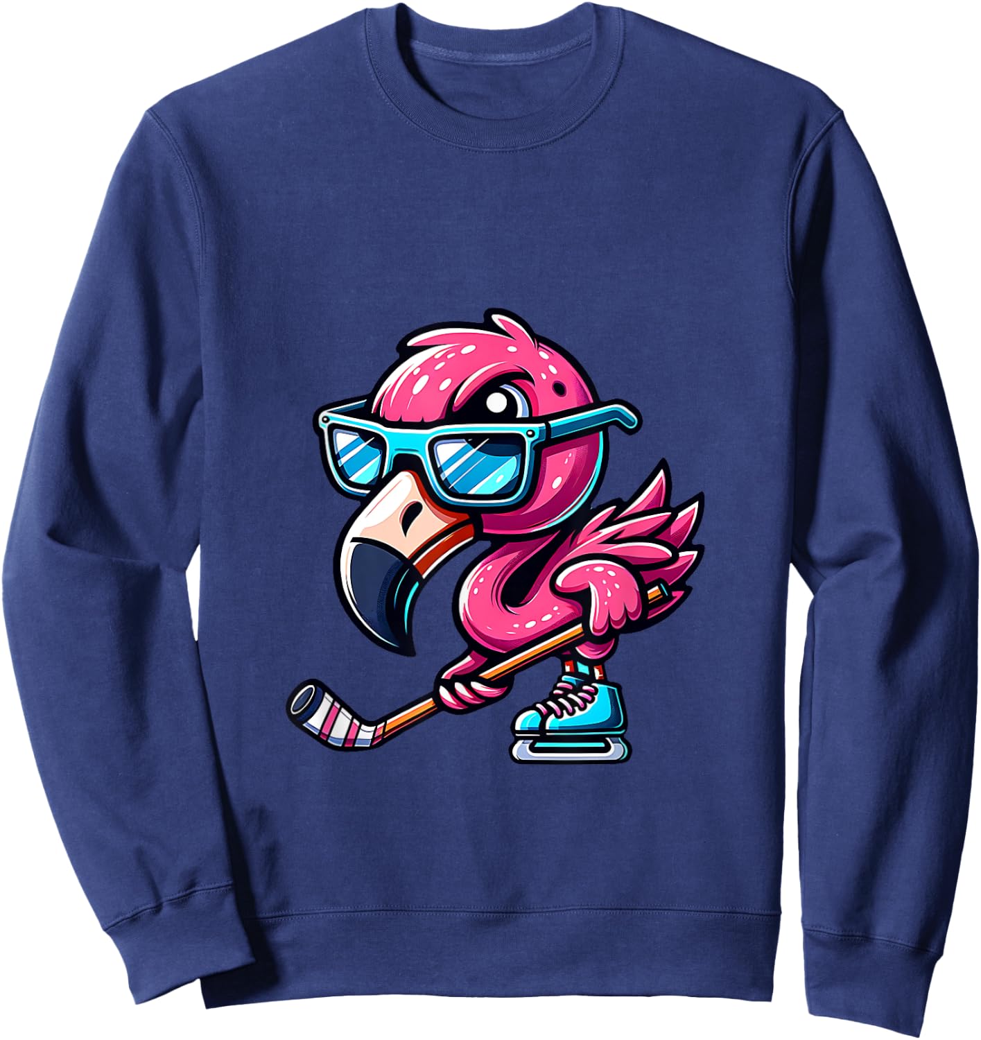 Cool Ice Hockey Flamingo With Attitude Sweatshirt - Sweatshirt | Navy