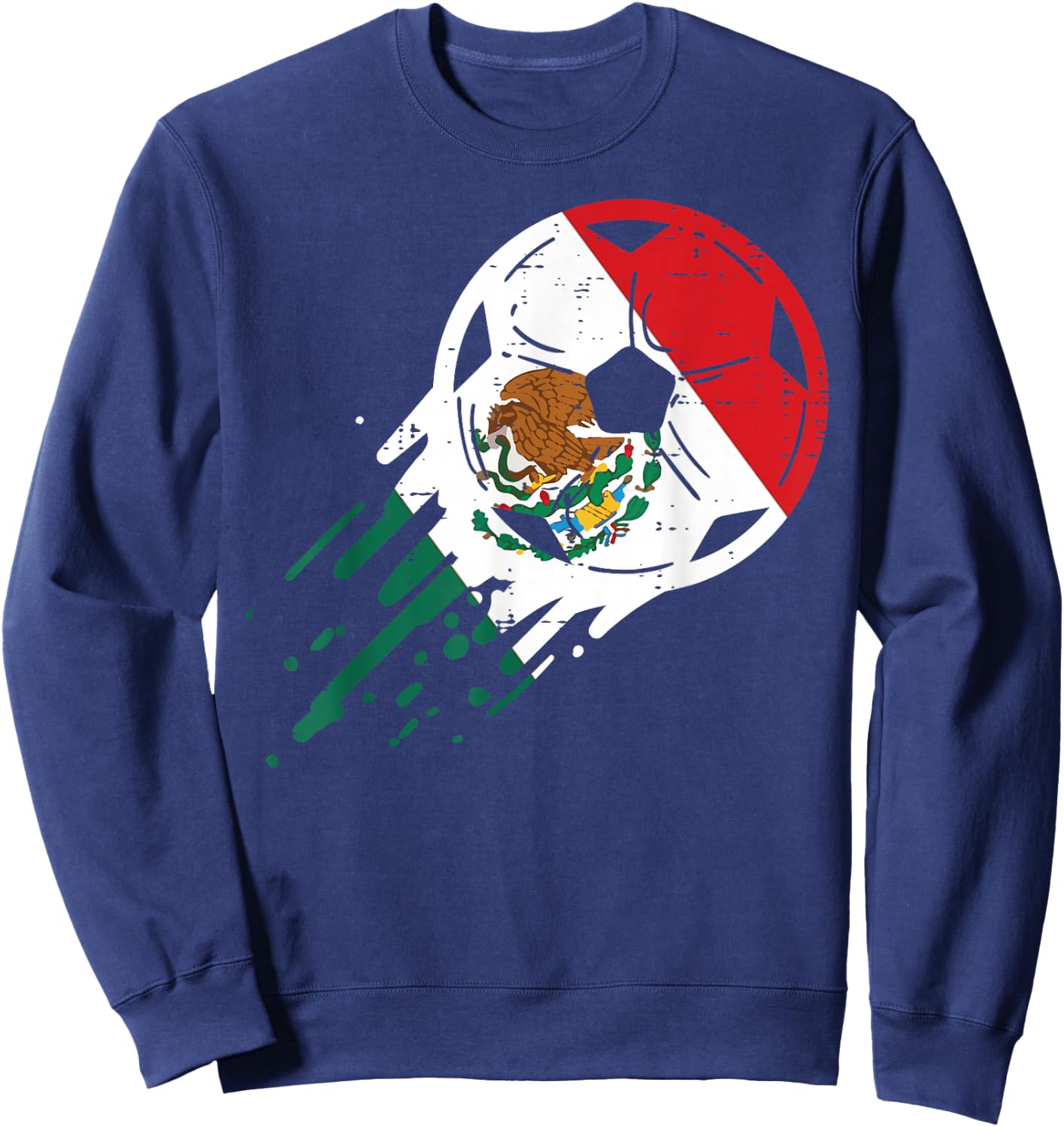 Mexico Flag Soccer Ball Mexican Football Fan Men Women Kids Sweatshirt - Sweatshirt | Navy