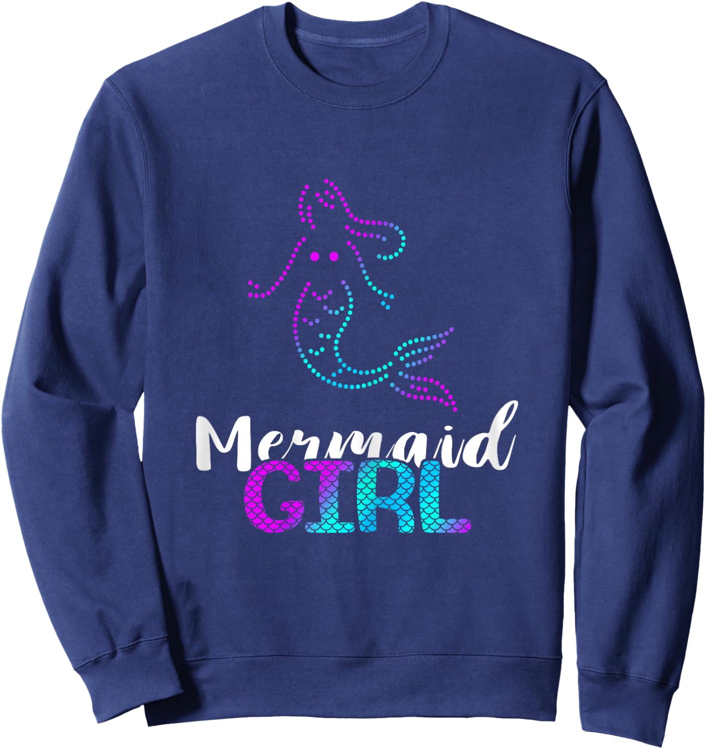 Aqua Mermaid Girl Clamshell Sea Creature Mermaid Love Sweatshirt - Sweatshirt | Navy