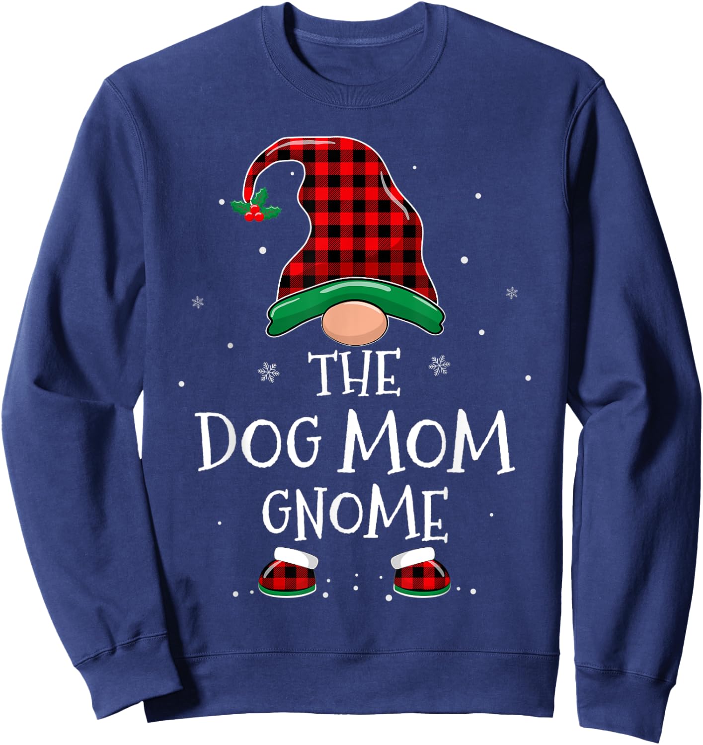 Dog Mom Gnome Xmas Family Matching Plaid Christmas Gnomes Sweatshirt - Sweatshirt | Navy