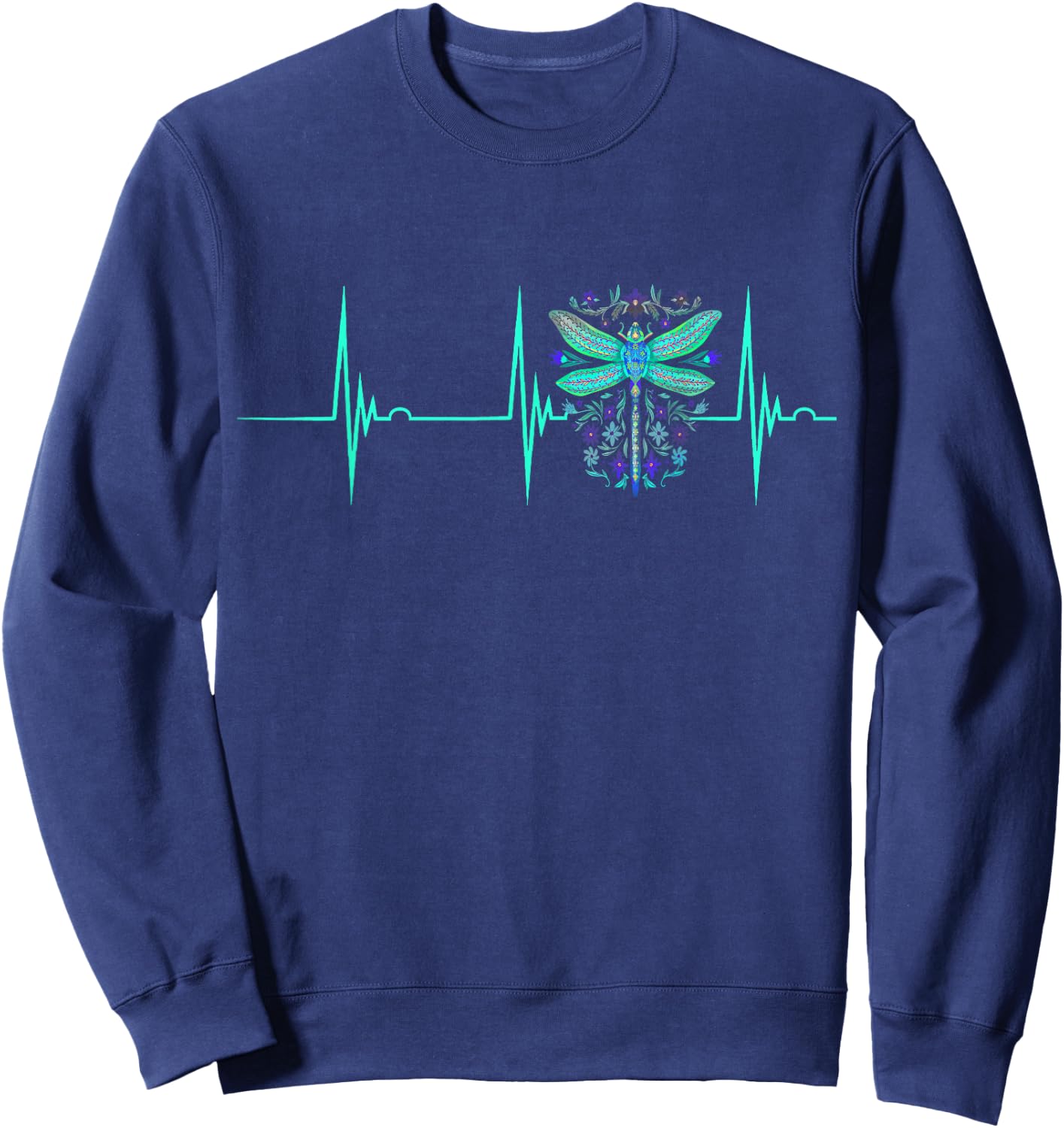 Dragonfly Dragonflies Nature Insect Heartbeat EKG Pulse Sweatshirt - Sweatshirt | Navy