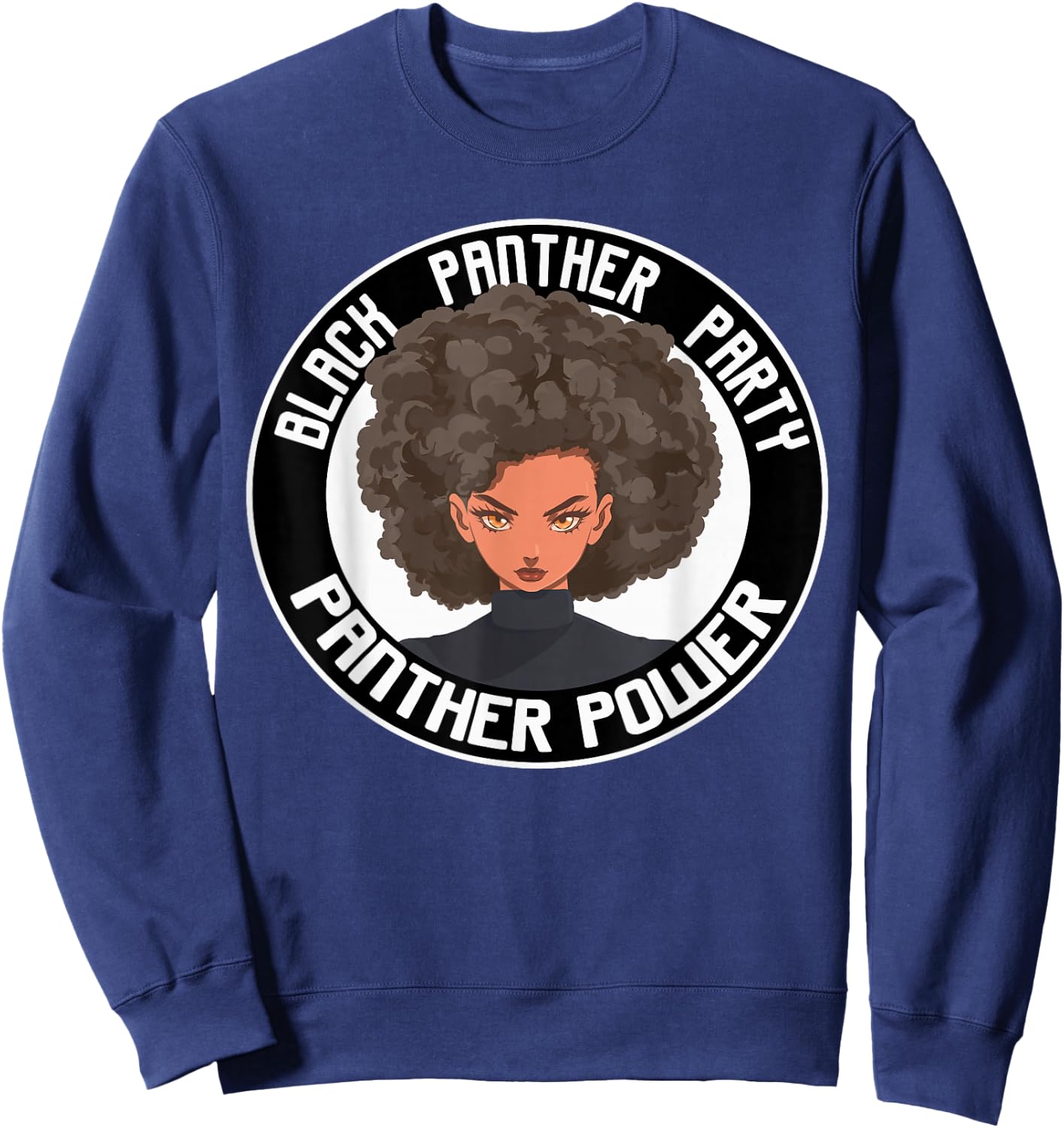 Black Power Panther Party Afro Hair 1966 Logo Vintage Sweatshirt - Sweatshirt | Navy