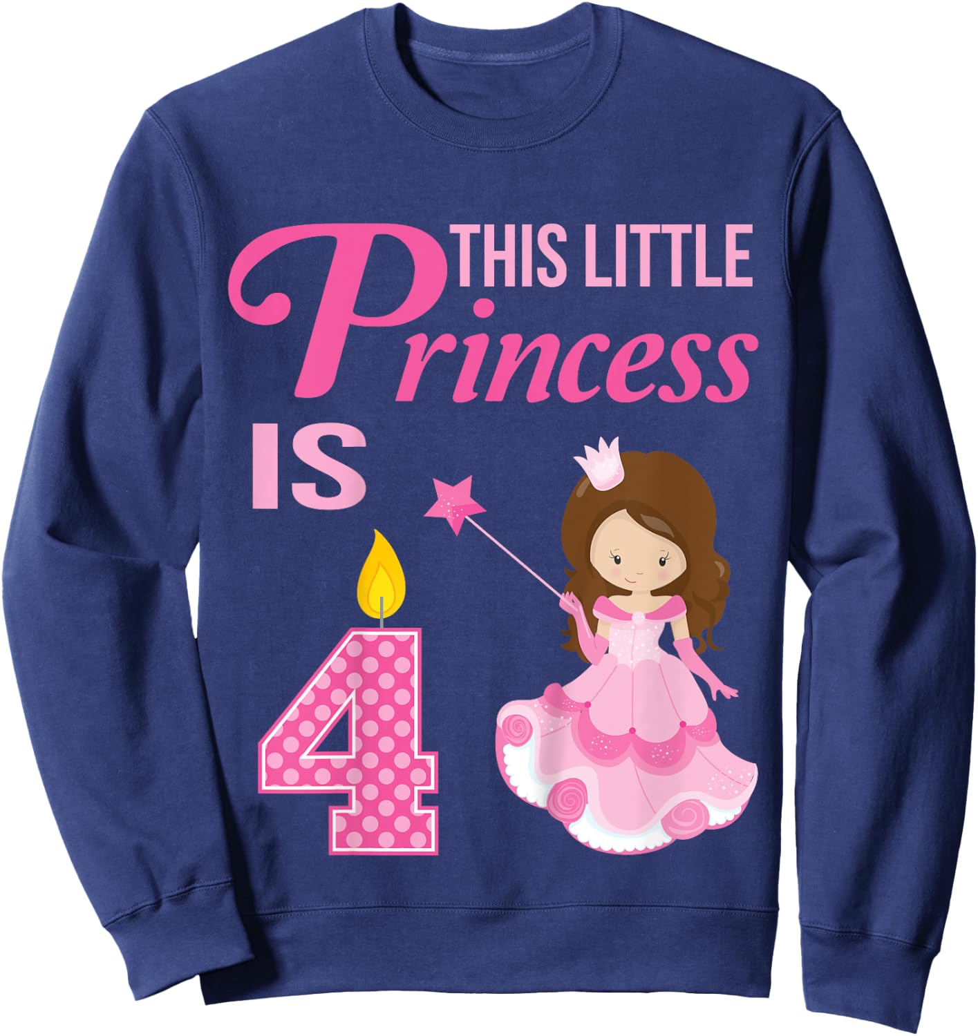 4th Birthday Girls Princess 4 Year Old Fairy Tale Sweatshirt - Sweatshirt | Navy
