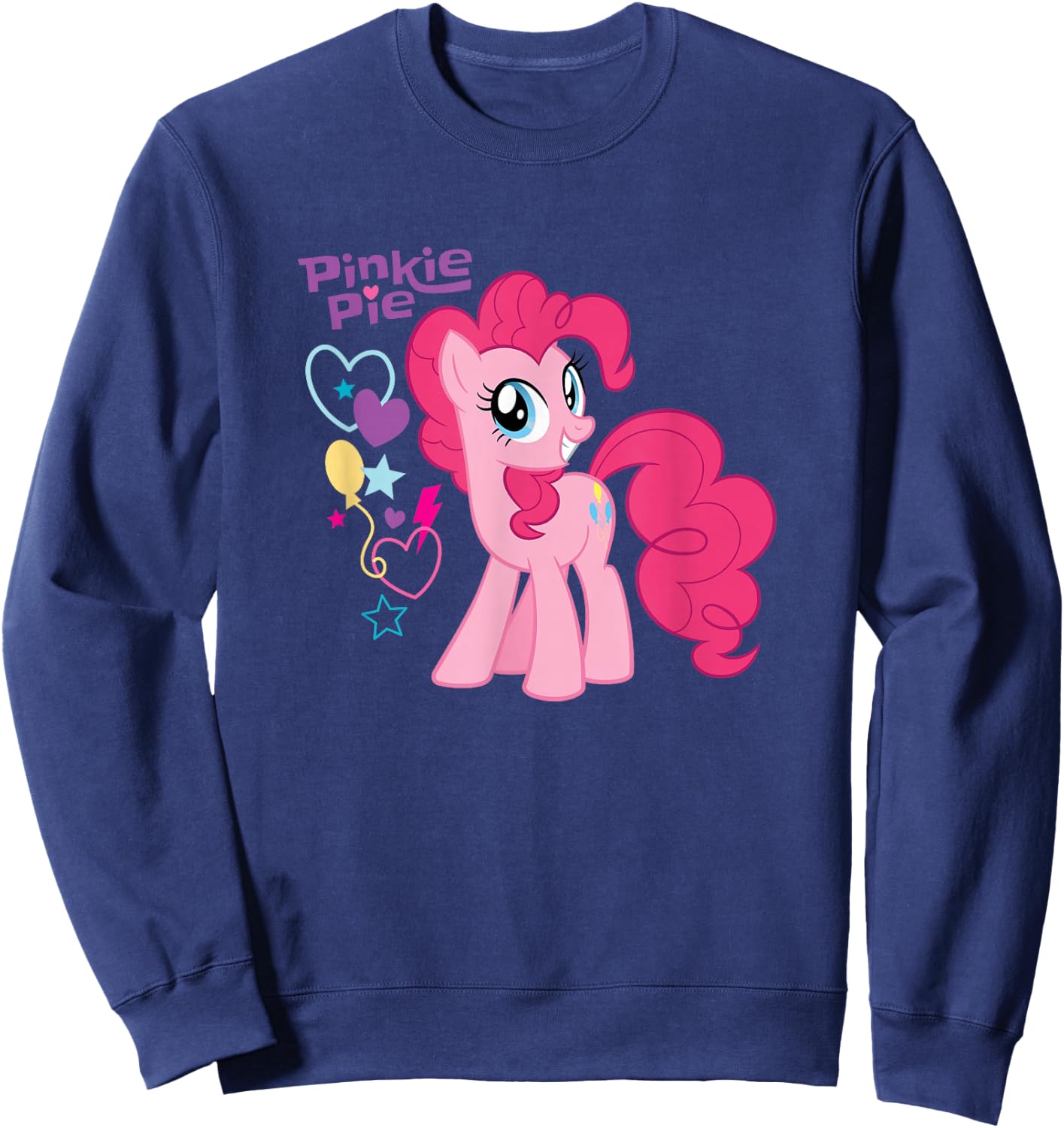 My Little Pony Pinkie Pie Hearts Stars Balloons Sweatshirt - Sweatshirt | Navy