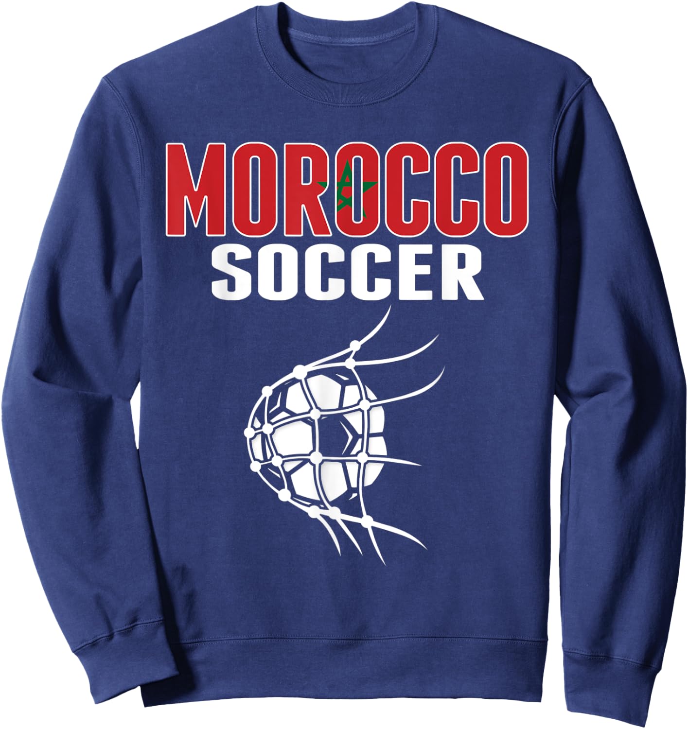 Morocco Soccer Ball In Net - Moroccan Football Supporters Sweatshirt - Sweatshirt | Navy
