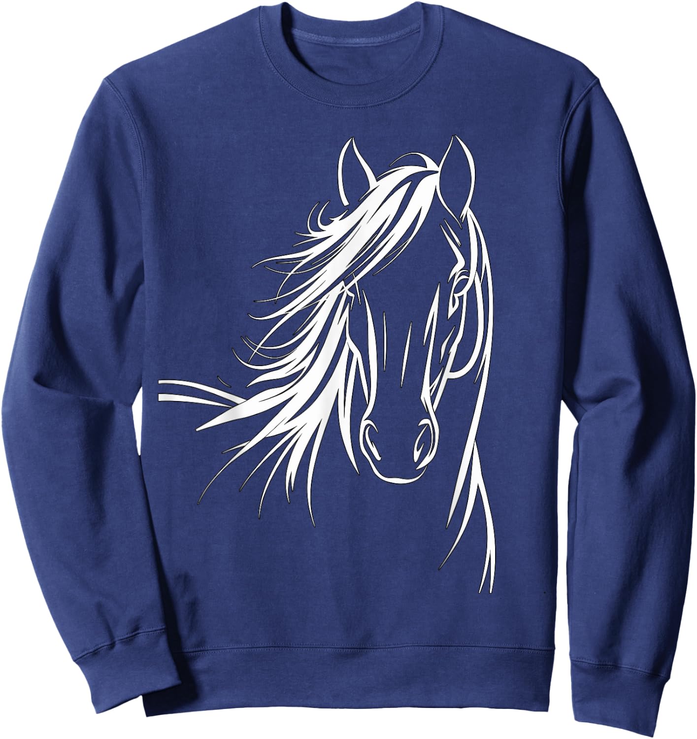 Magical and Funny Horse lover Gifts -Kids, Girls Horse Silhouette Graphic , Black, Small, Short Sleeve Sweatshirt - Sweatshirt | Navy