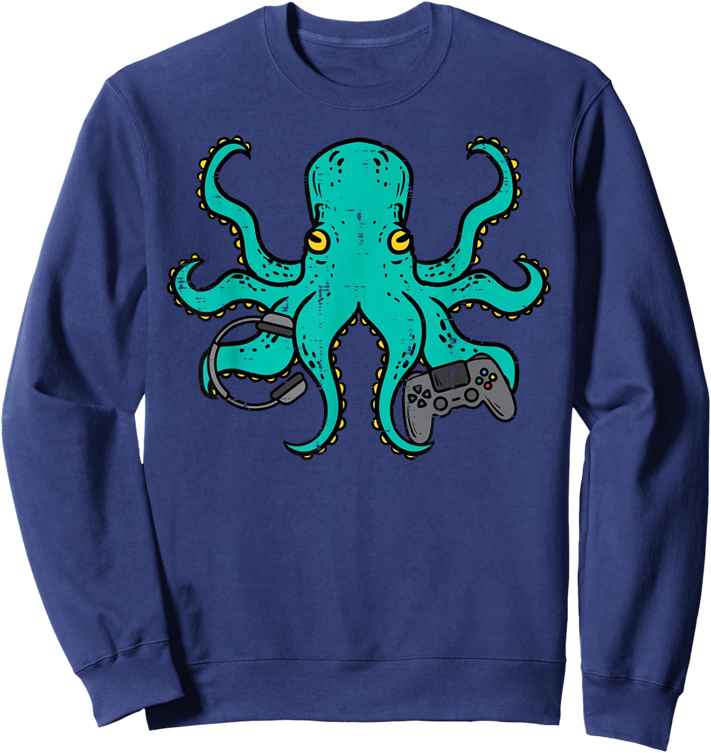 Gamer Shirts Video Games Boys Men Girls Kids Gift Octopus Gamer Funny Gaming -Multiaged Black Short Sleeve Size Small Sweatshirt - Sweatshirt | Navy