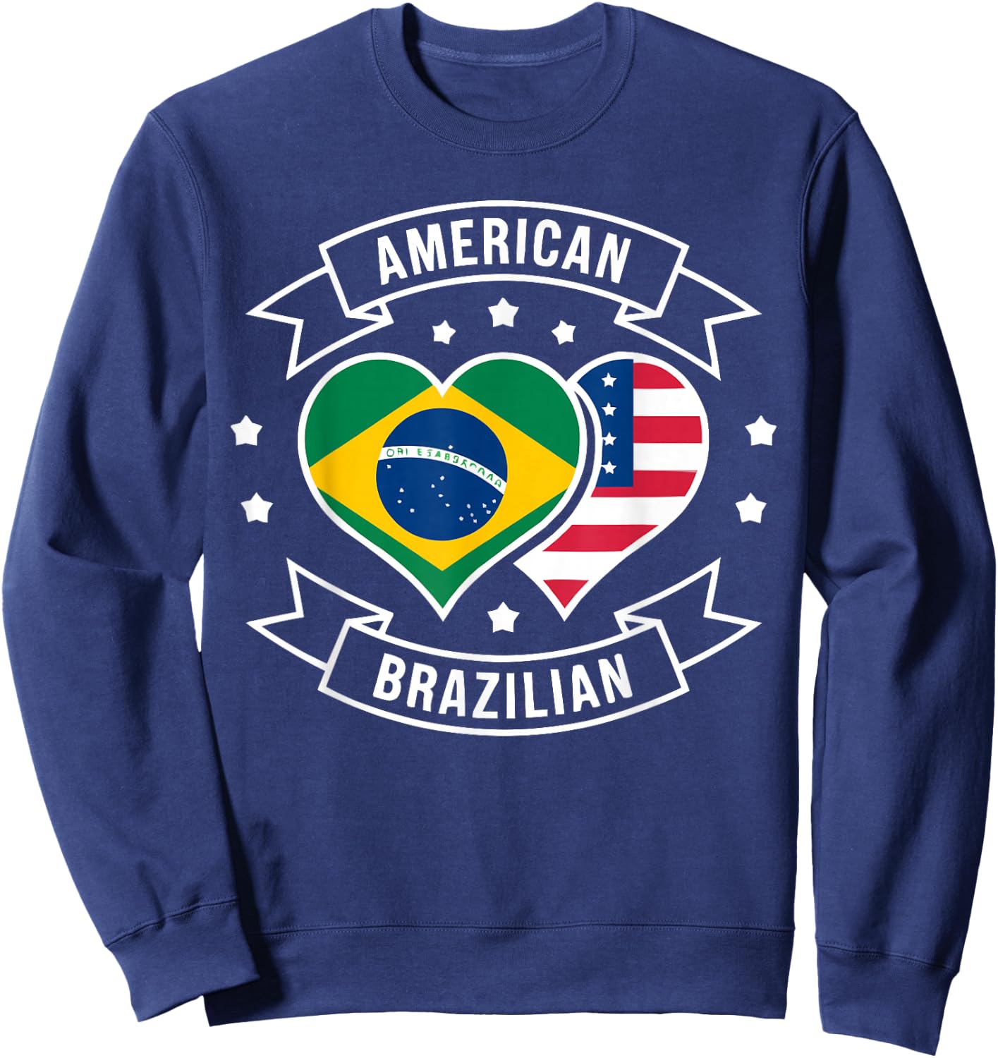 Half American Half Brazilian USA Flag Brazil America Sweatshirt - Sweatshirt | Navy