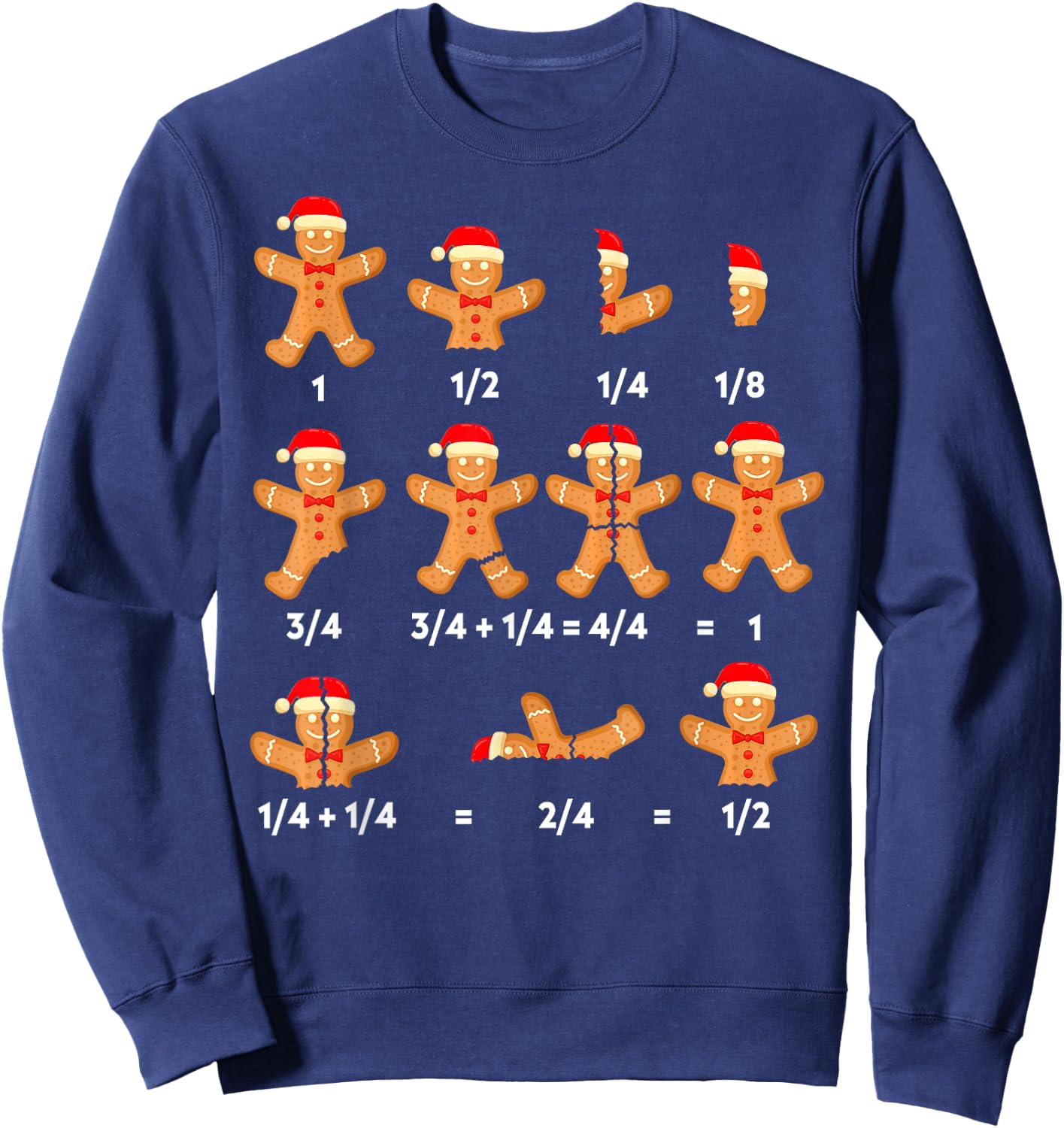 Christmas Math Teacher Equation Gingerbread Cookie Santa Hat Men Women Kids Sweatshirt - Sweatshirt | Navy