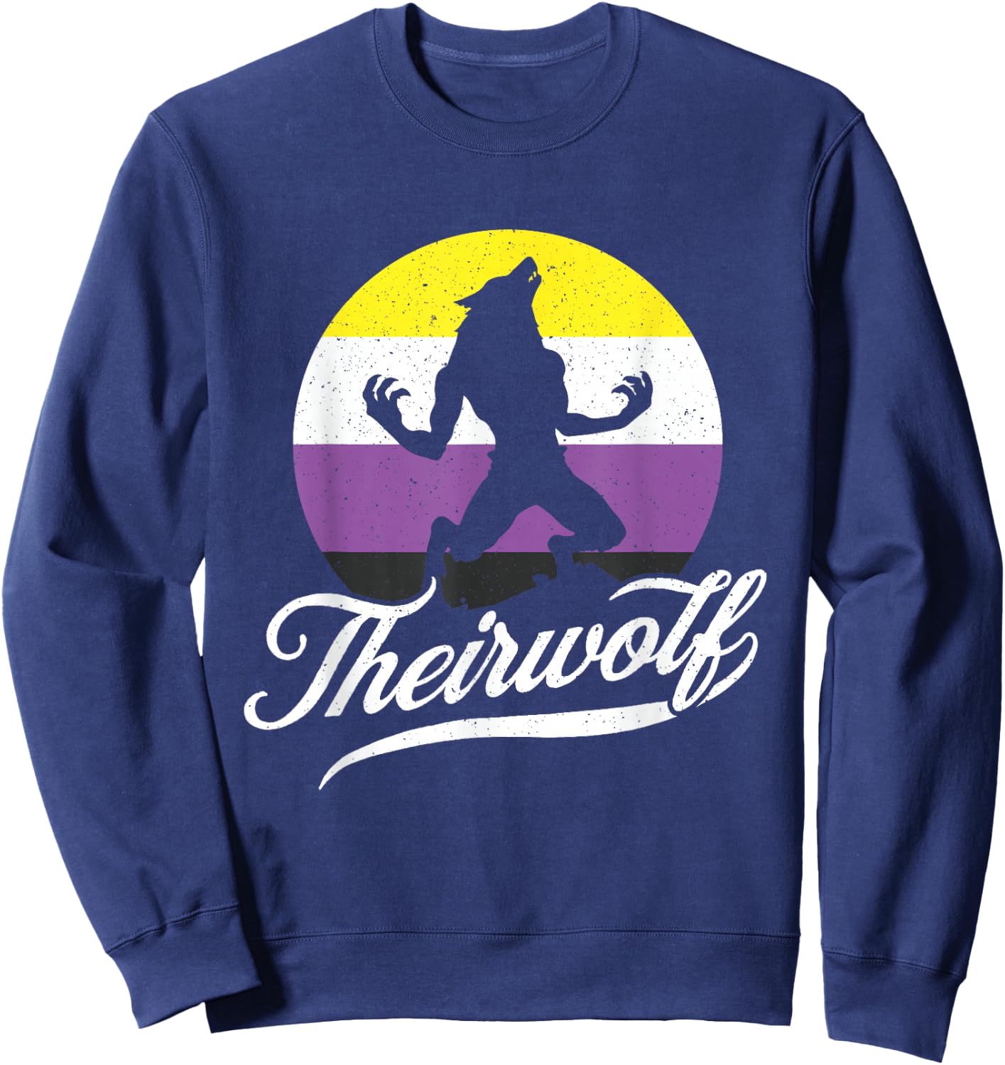 Theirwolf Non Binary Pride Nonbinary NB Enby Flagge LGBTQIA+ Sweatshirt - Sweatshirt | Navy